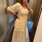Floral Embroidered Tiered Maxi Dress