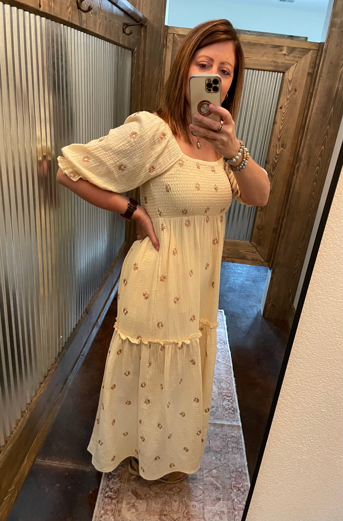 Floral Embroidered Tiered Maxi Dress