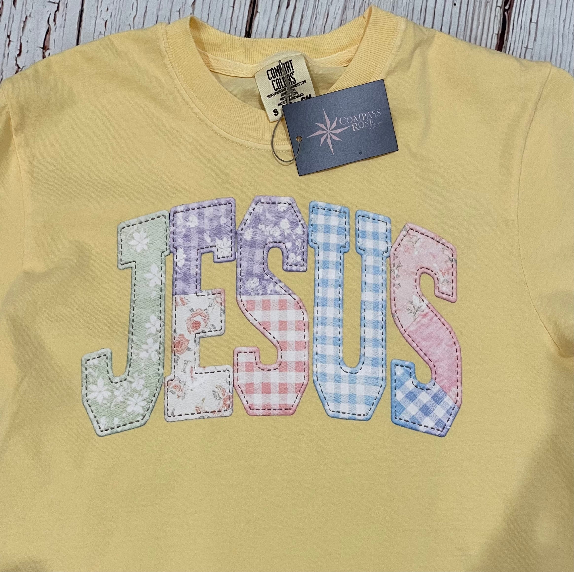 Faux Patchwork Jesus Tee