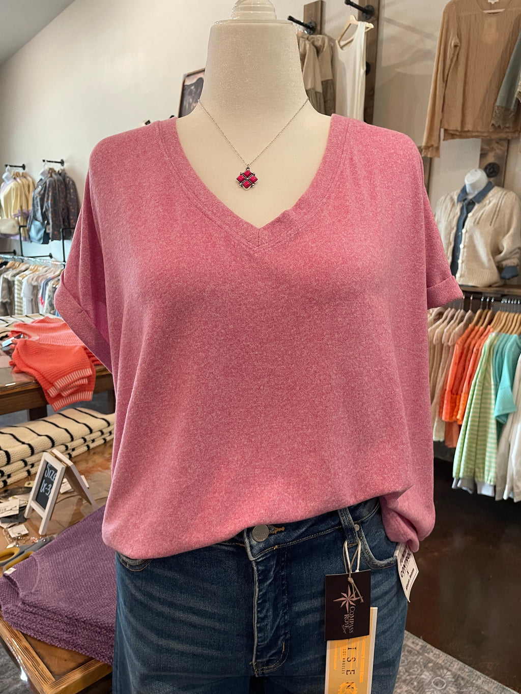 Soft Melange Hacci V-Neck Tee