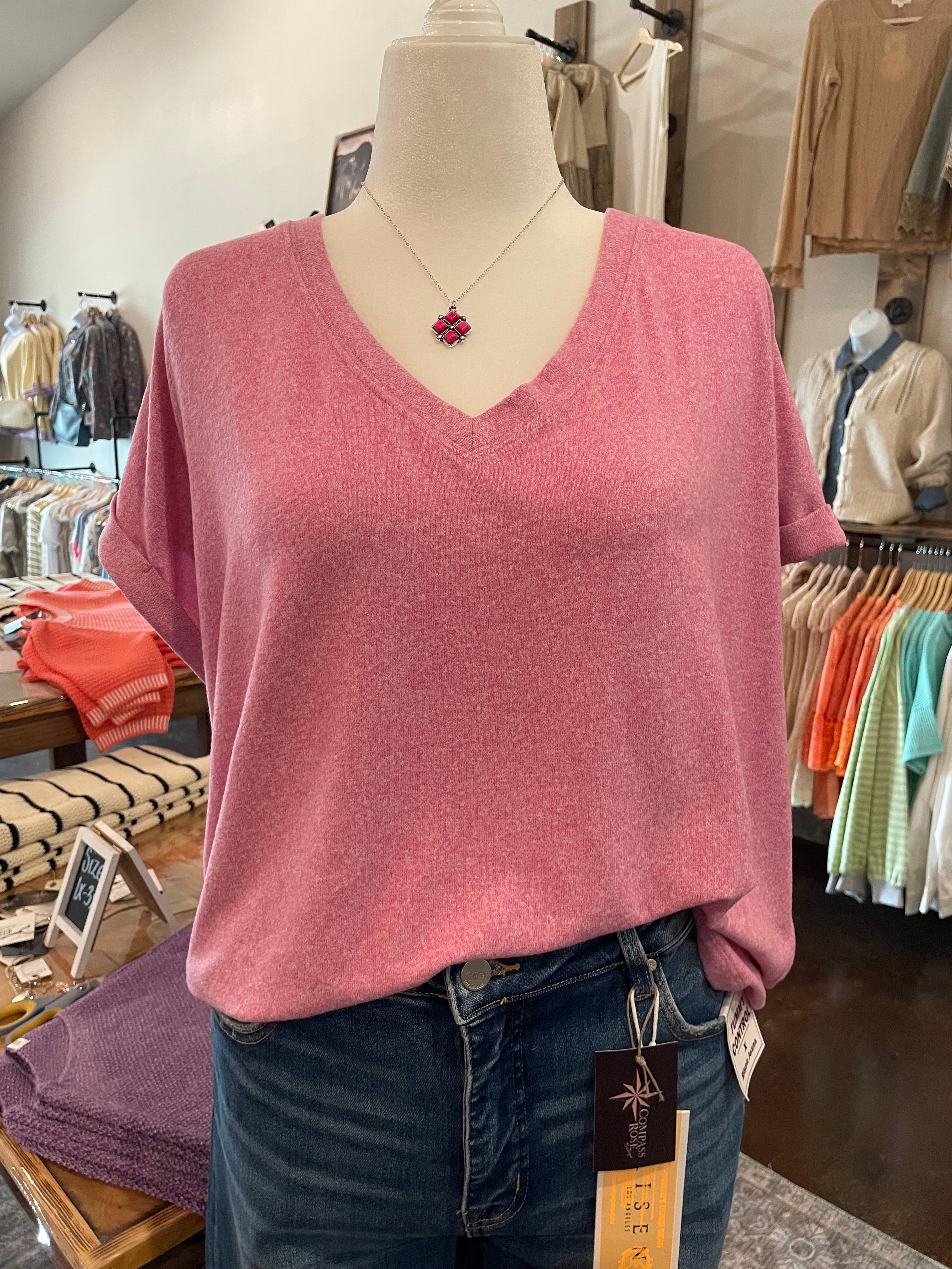 Soft Melange Hacci V-Neck Tee