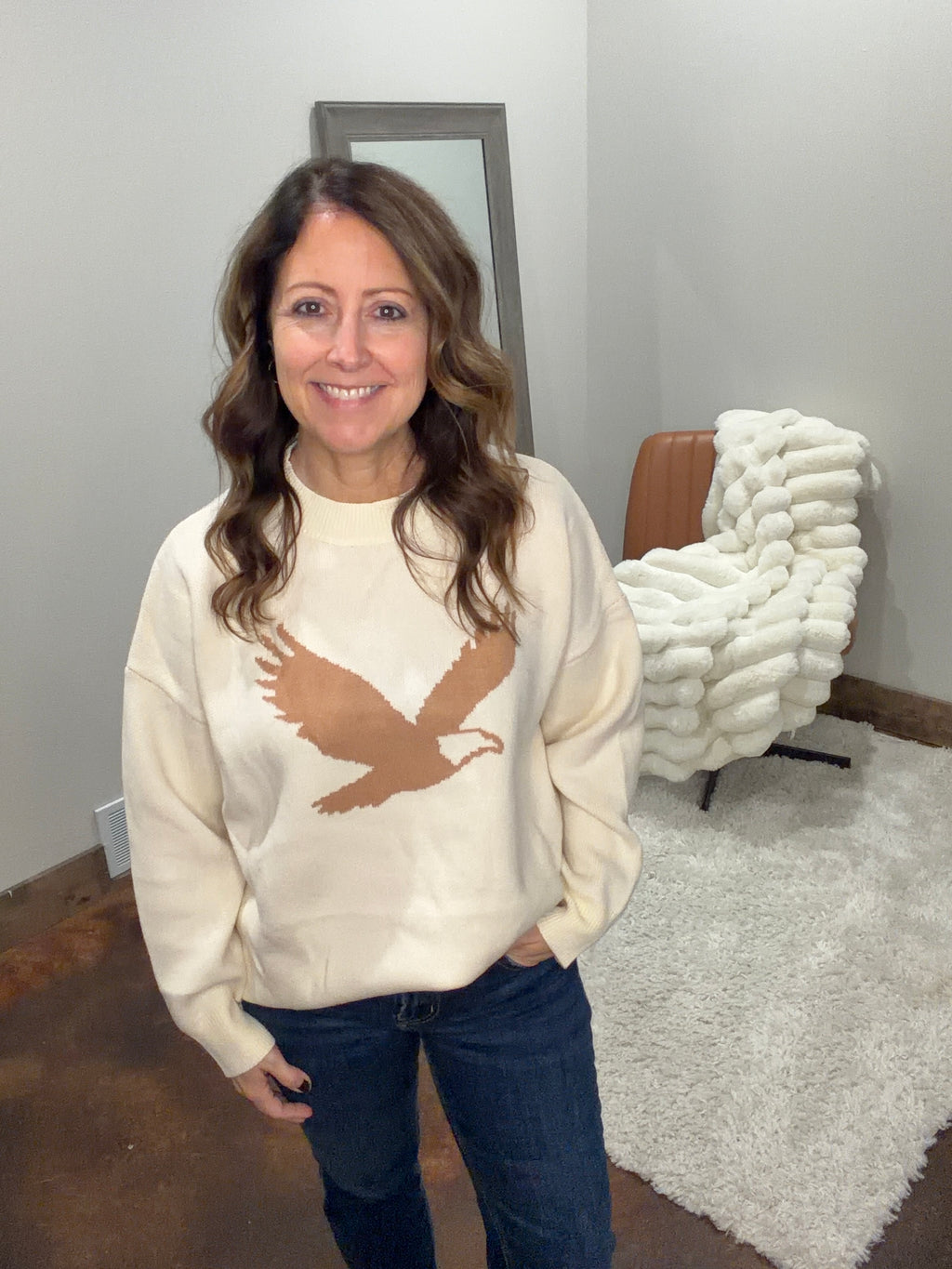 Oversized Bald Eagle Graphic Sweater