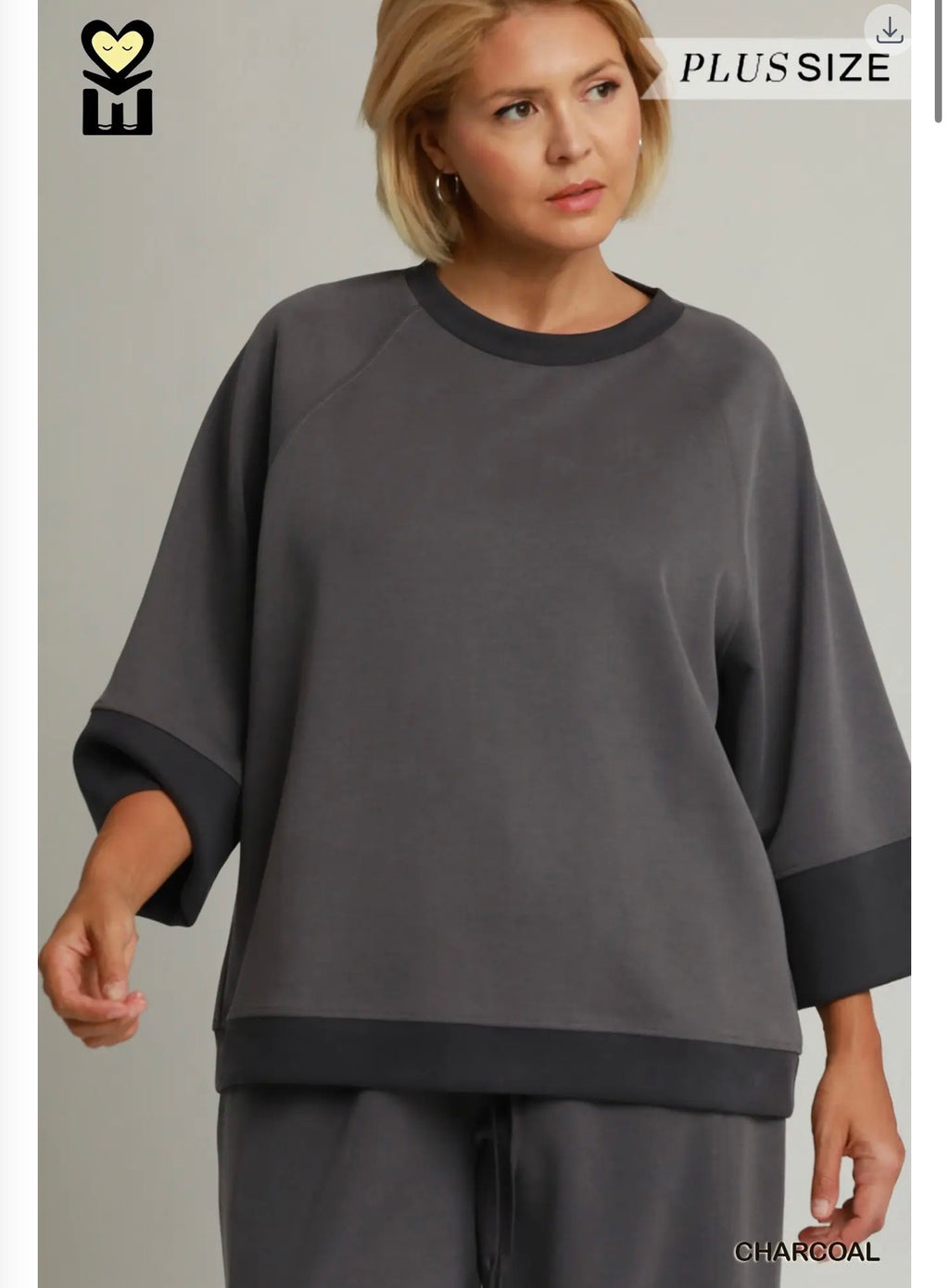 CloudKnit 3/4 Raglan Sleeve Colorblock Top