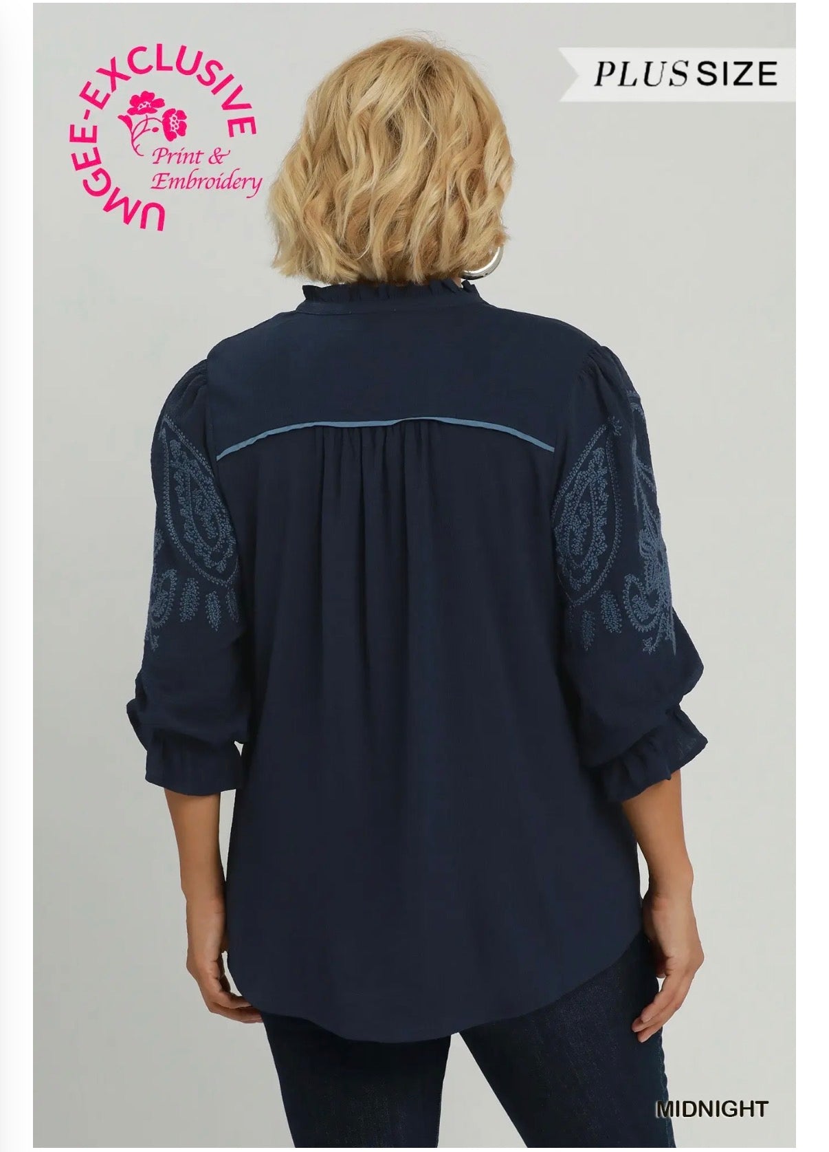 Embroidery Ruffle Top - Curvy