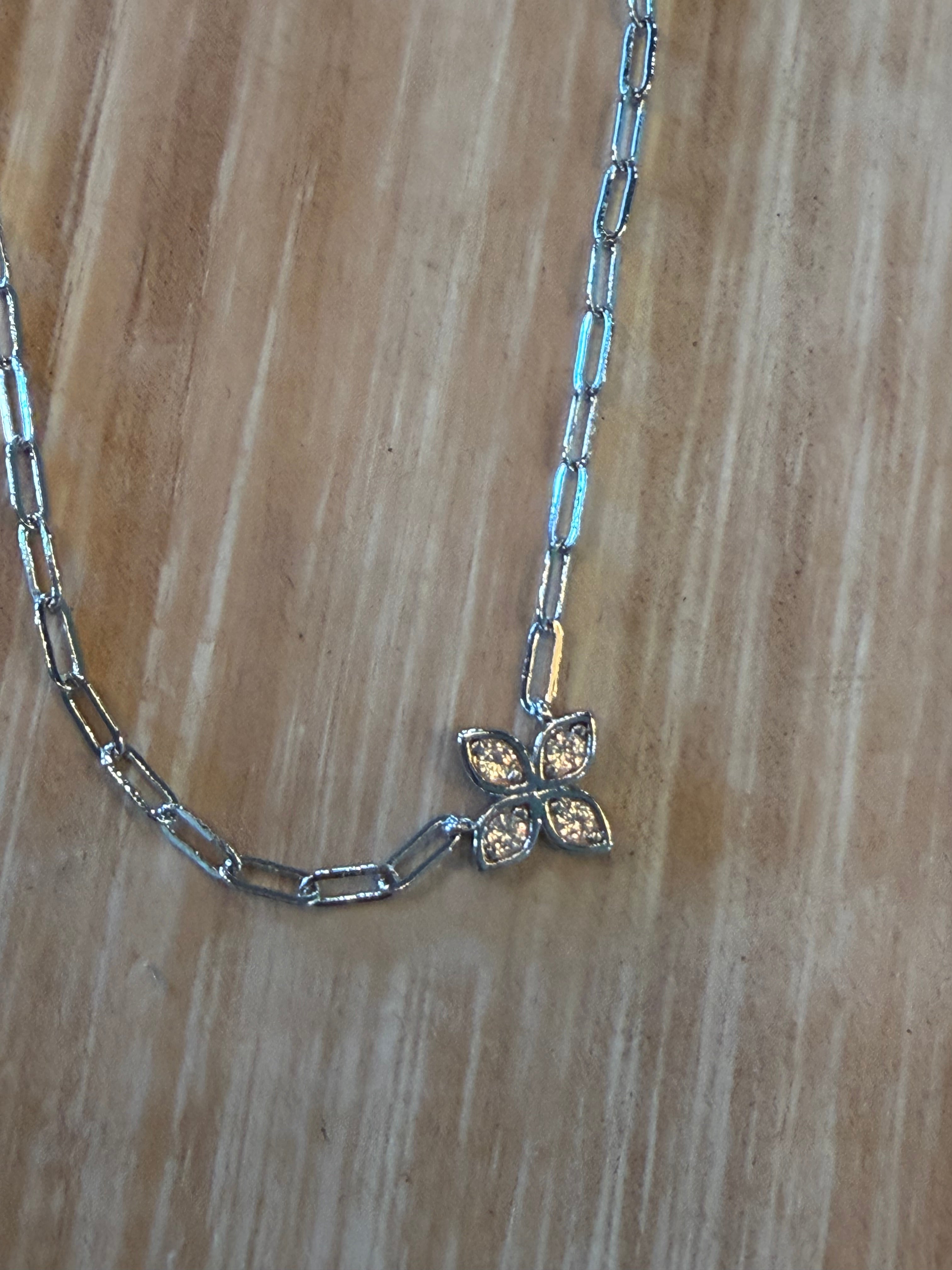 CZ Flower Pendant Necklace