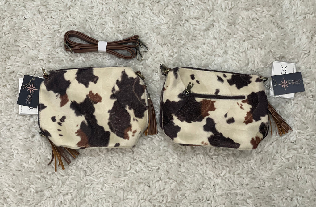 Cow Print Crossbody w/ Side Tassel
