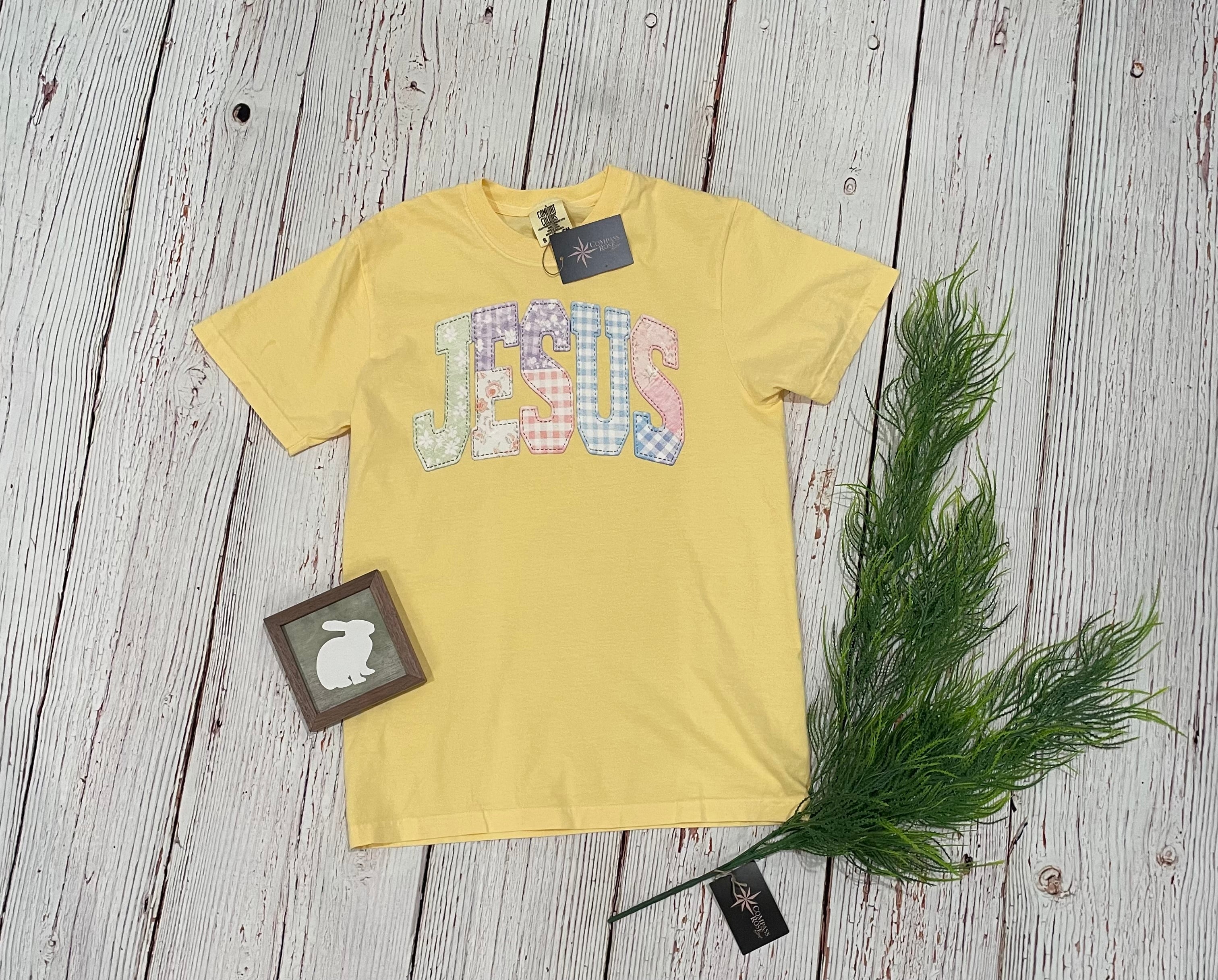 Faux Patchwork Jesus Tee