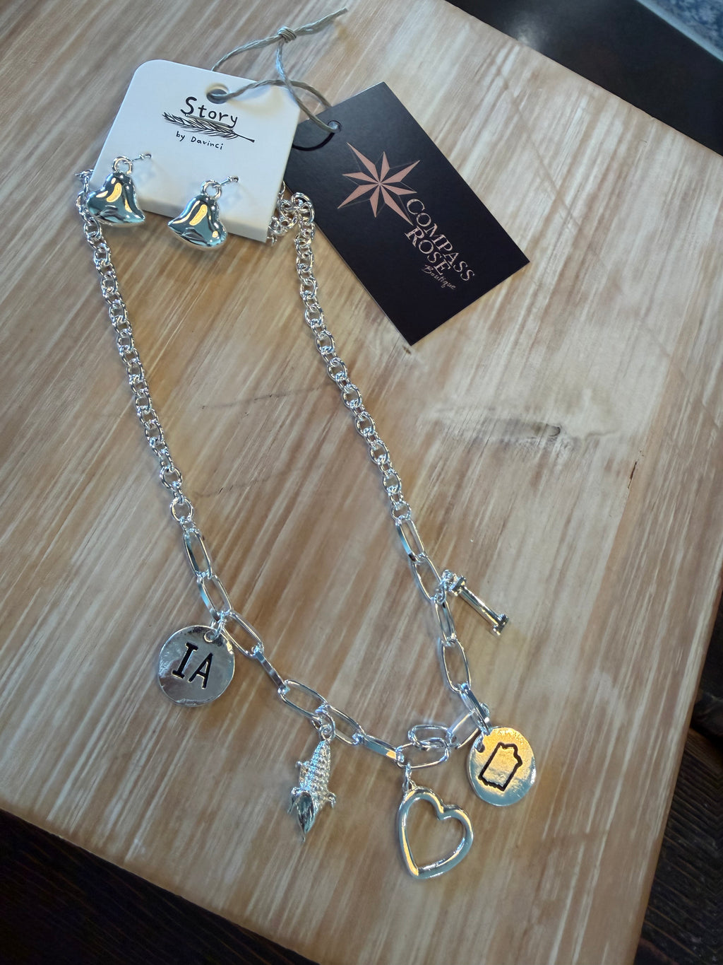 Iowa Charm Necklace/Earring Set