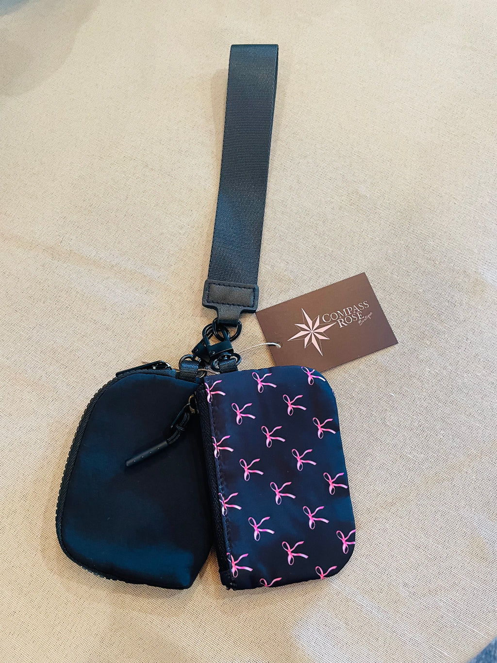 Dual Pouch Wristlet Keychain Wallet