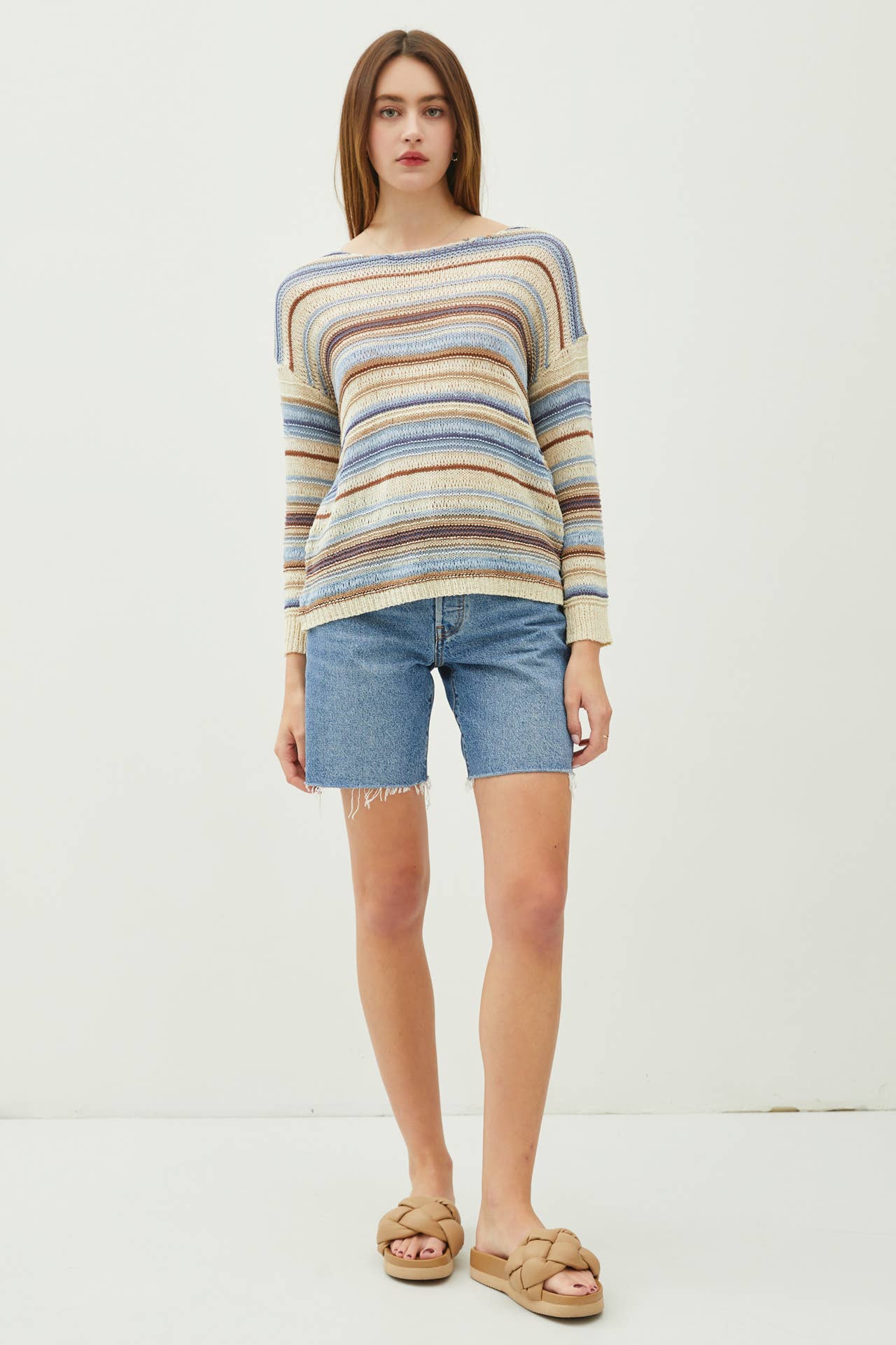 VINTAGE AUTUMN STRIPED BREEZY SWEATER