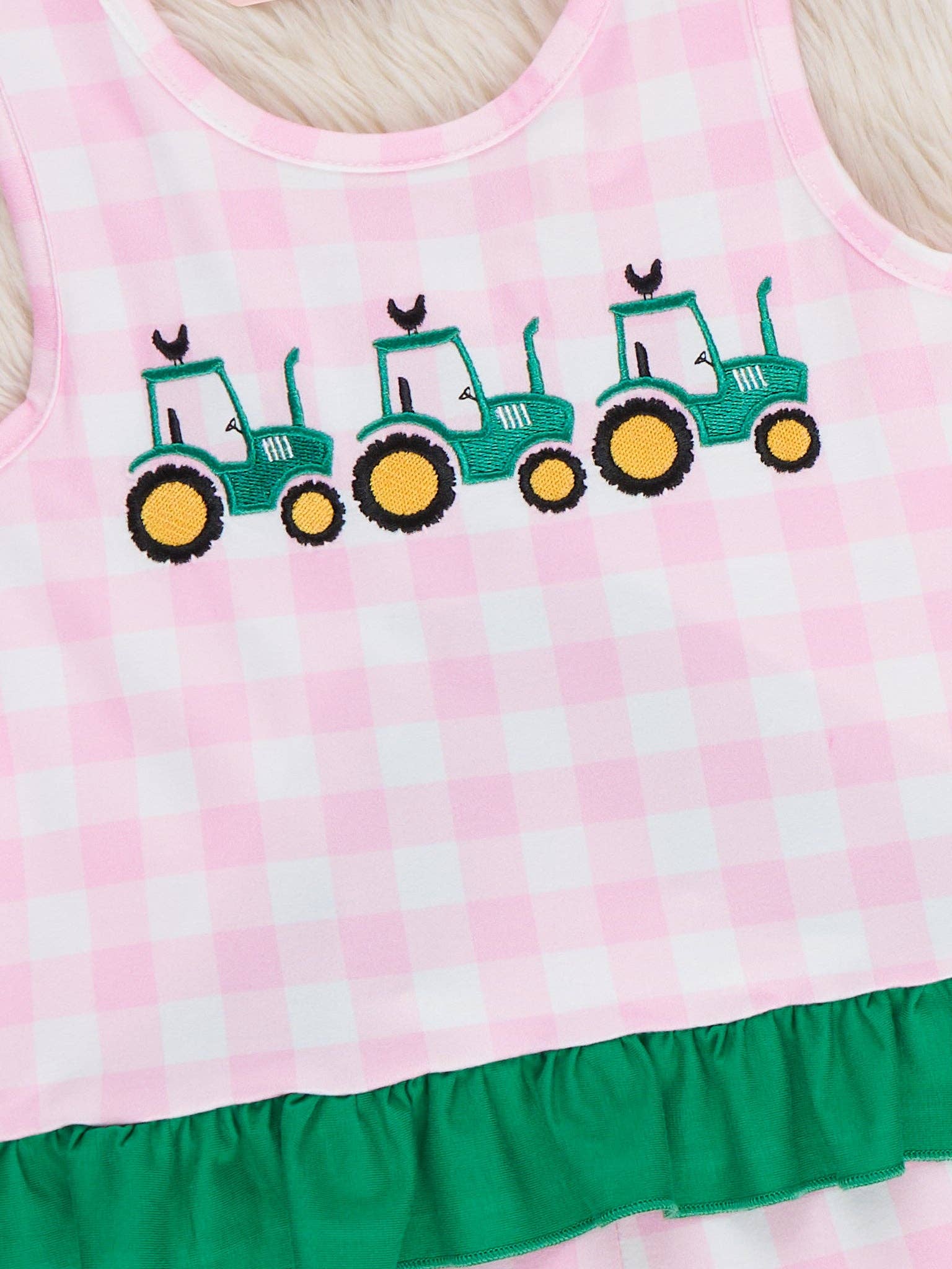 Little Farmer’s Embroidered Plaid Ruffle Outfit