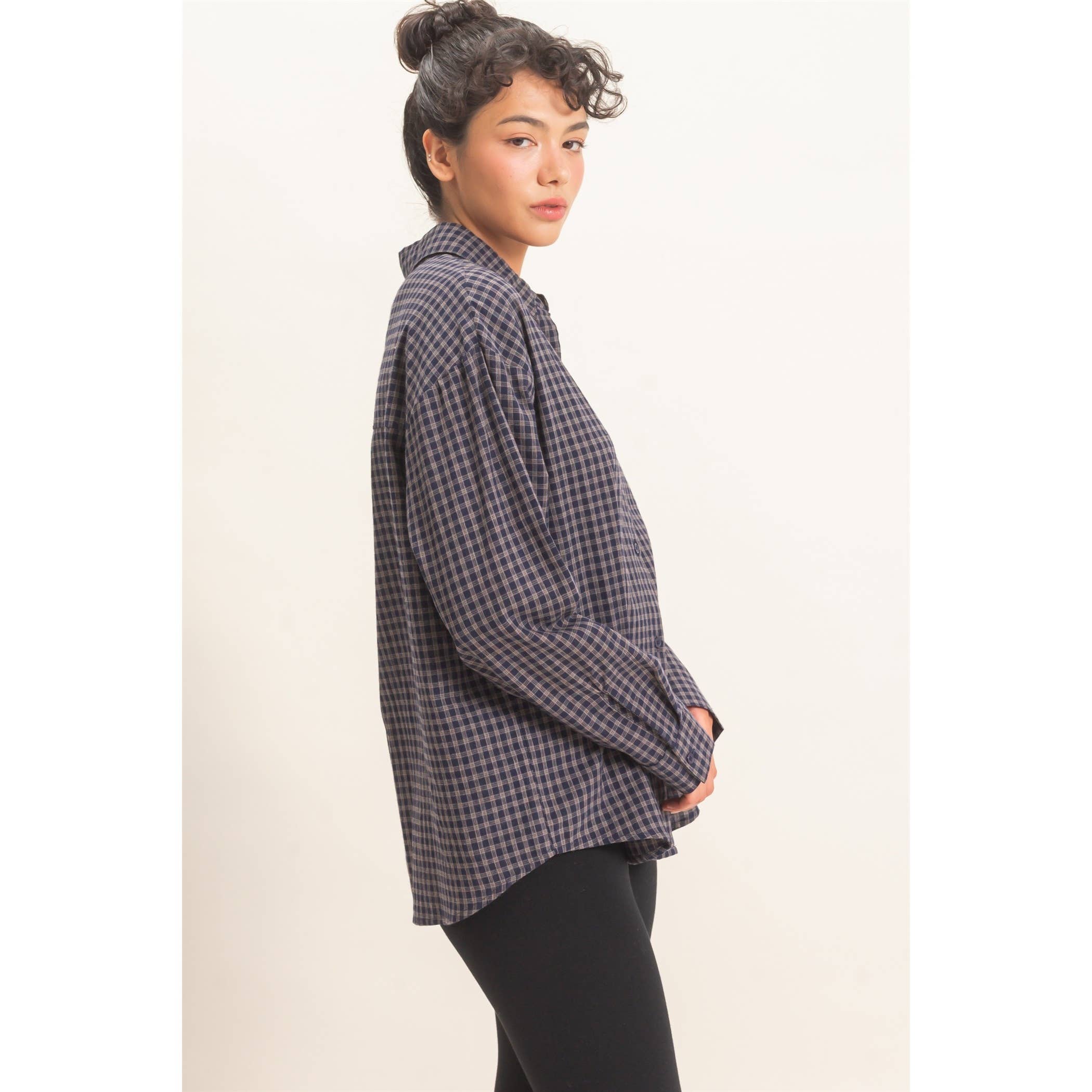 Plaid Button-Up Shirt