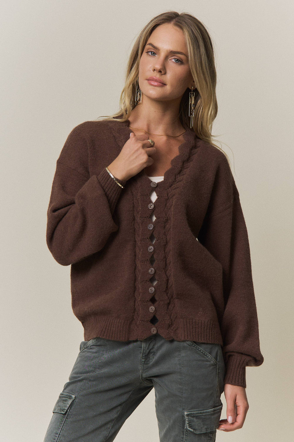 Scalloped Button Down Cardigan