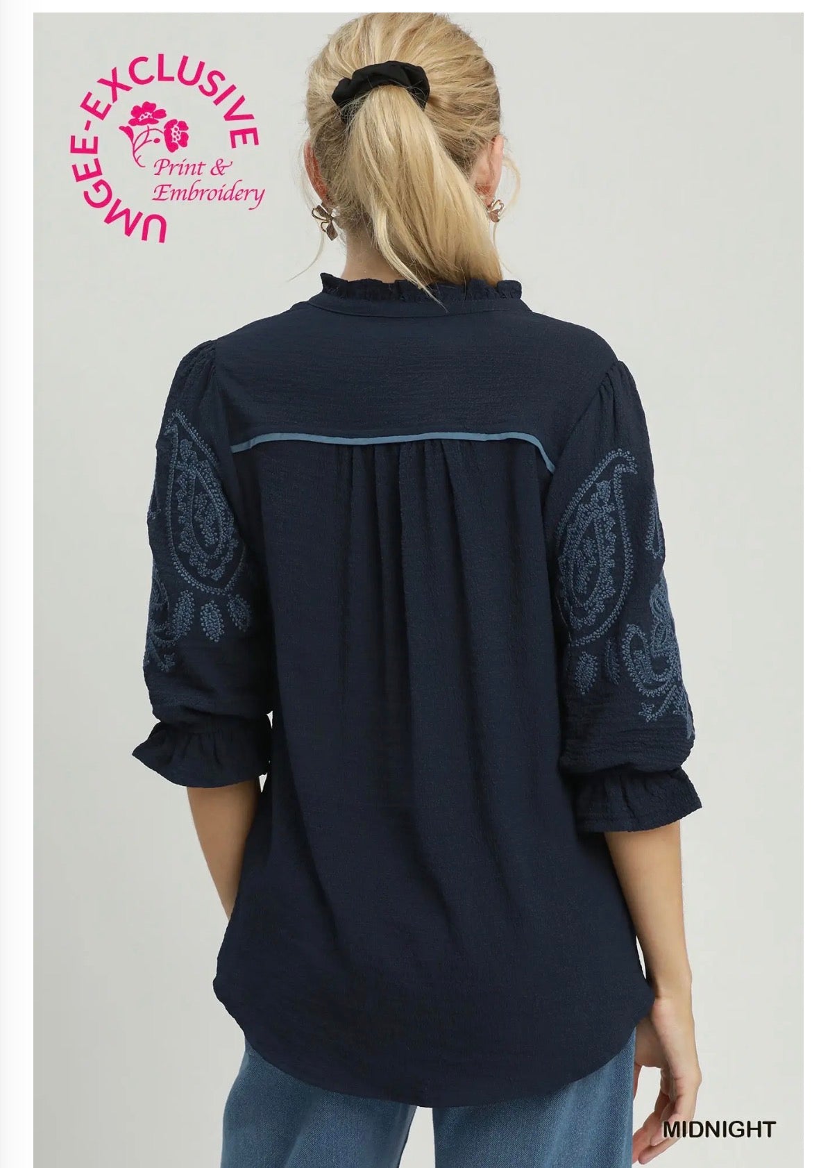 Embroidery Ruffle Top