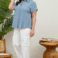 COLLARED CRINKLED CUFF SLEEVE BUTTON DOWN SHIRT