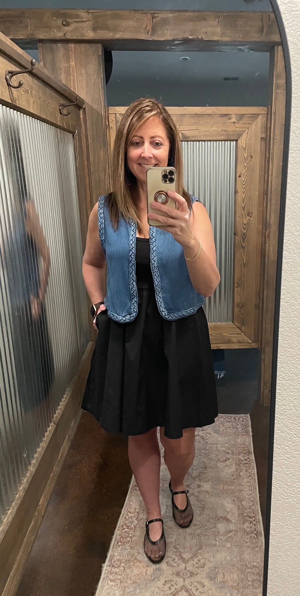 Combined Knit & Woven Dress