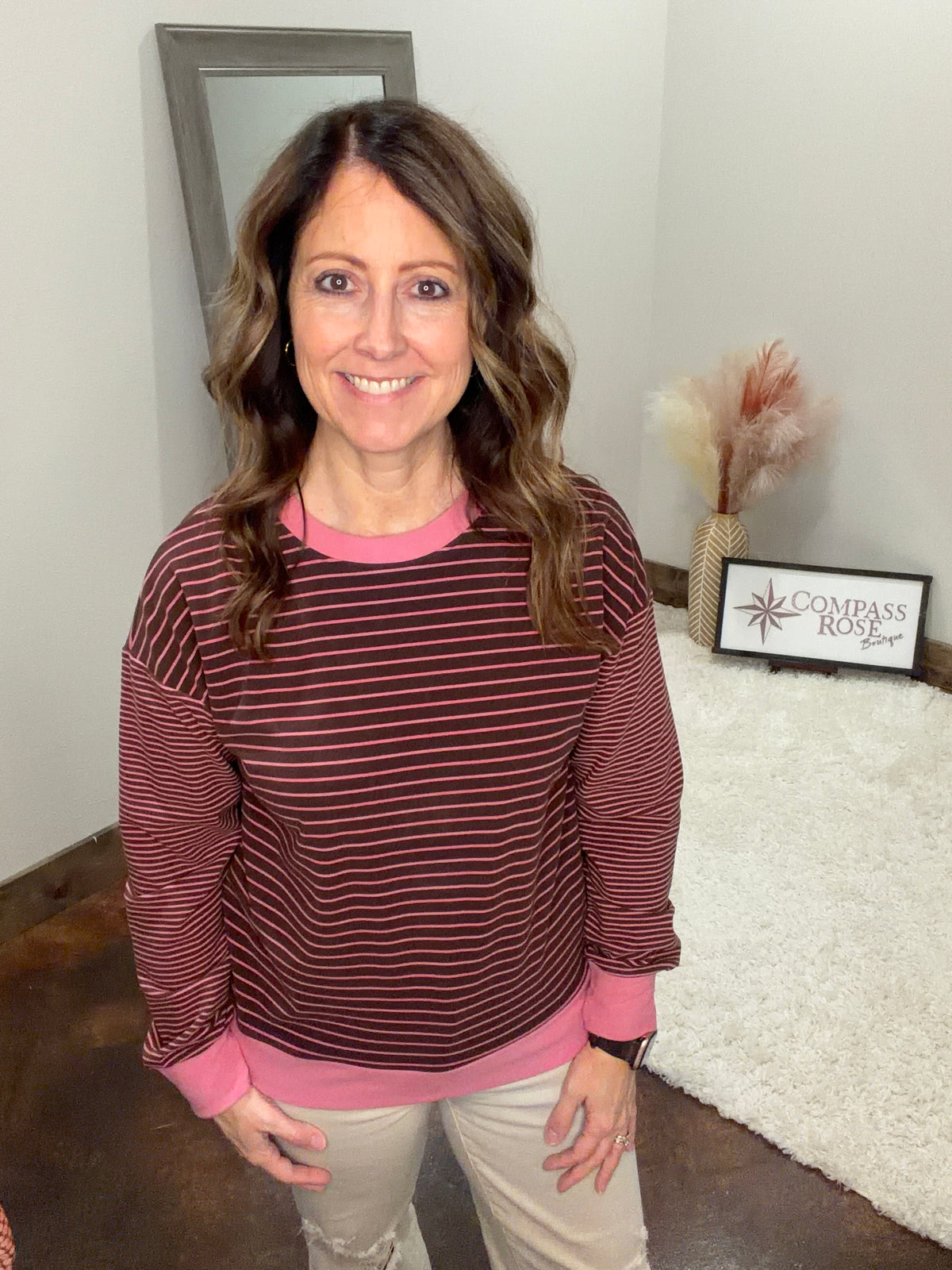 Micro Brushed Stripe Sweatshirt