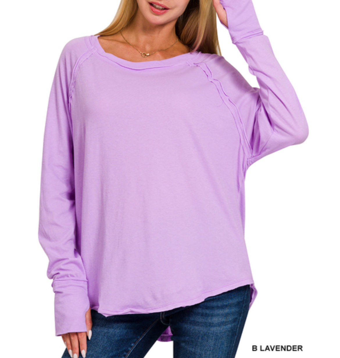 Zenana Sleeve Thumbhole Top