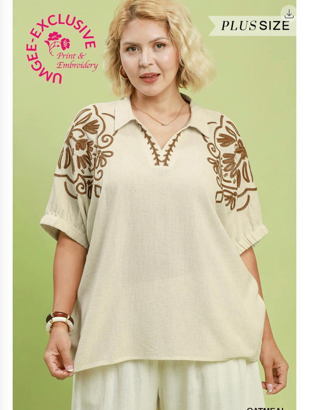Embroidered Sleeve Top
