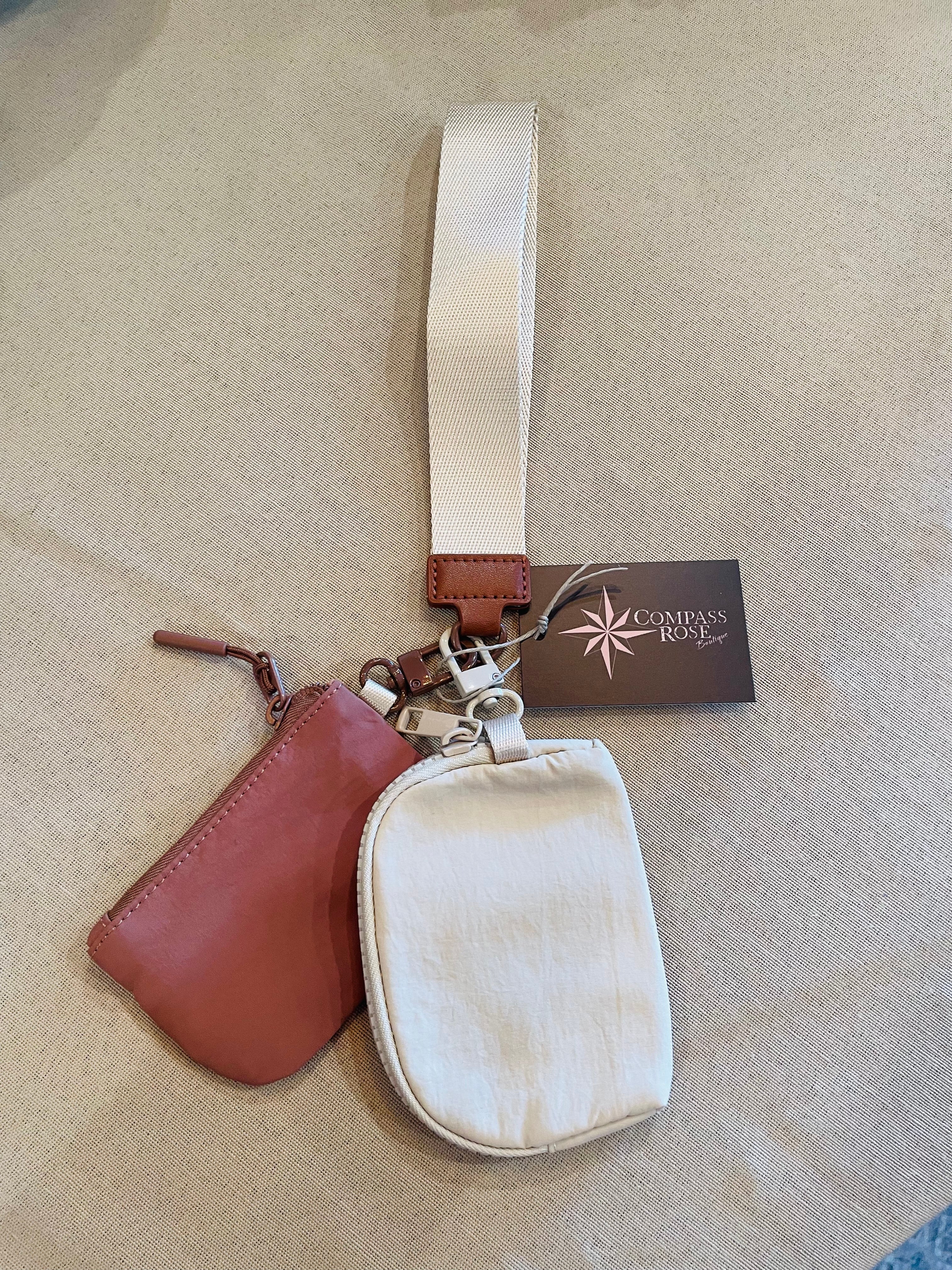 Dual Pouch Wristlet Keychain Wallet