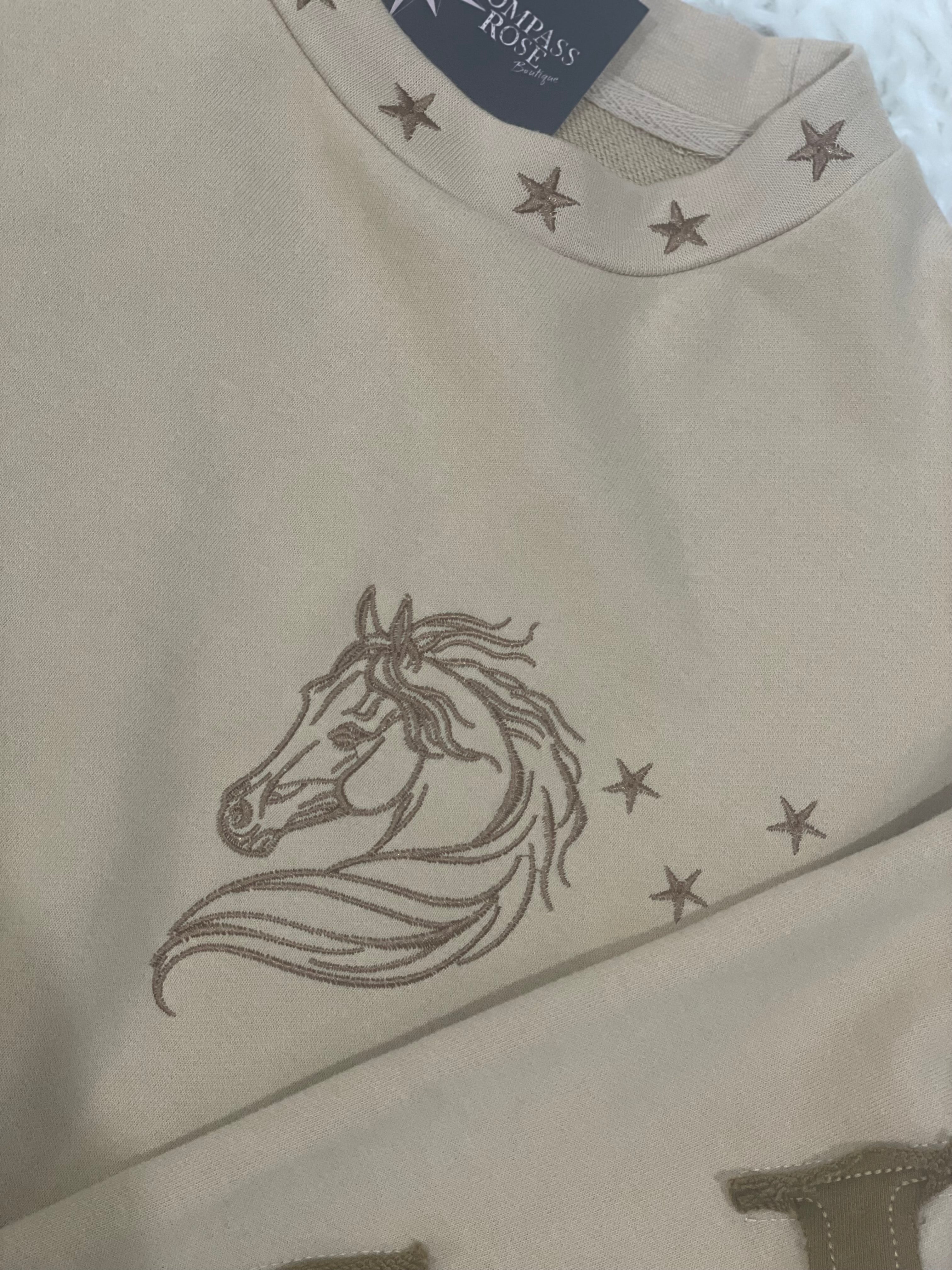 Giddy Up Horse Embroidered Sweatshirt