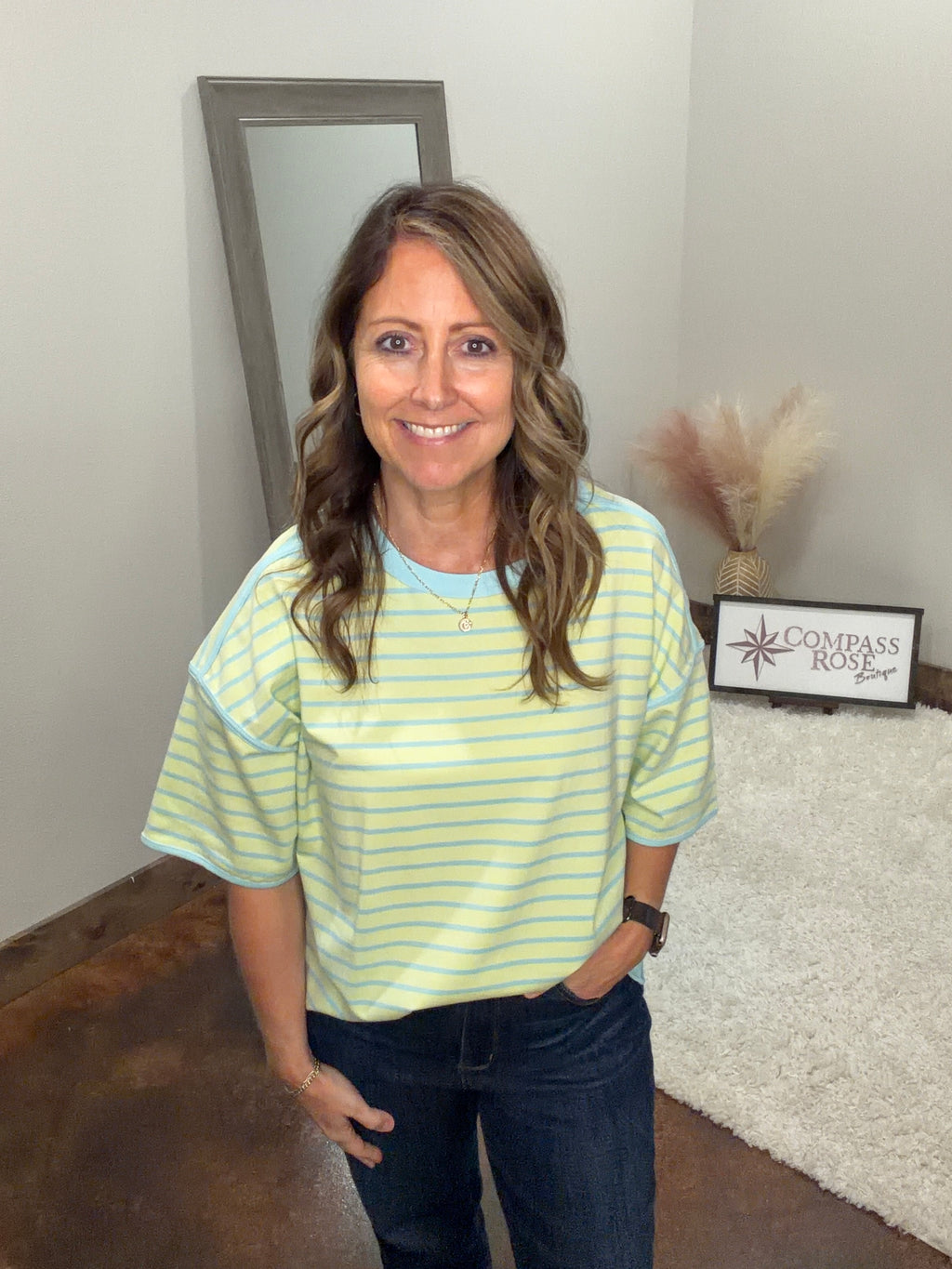 Striped Relaxed Fit Knit Tee
