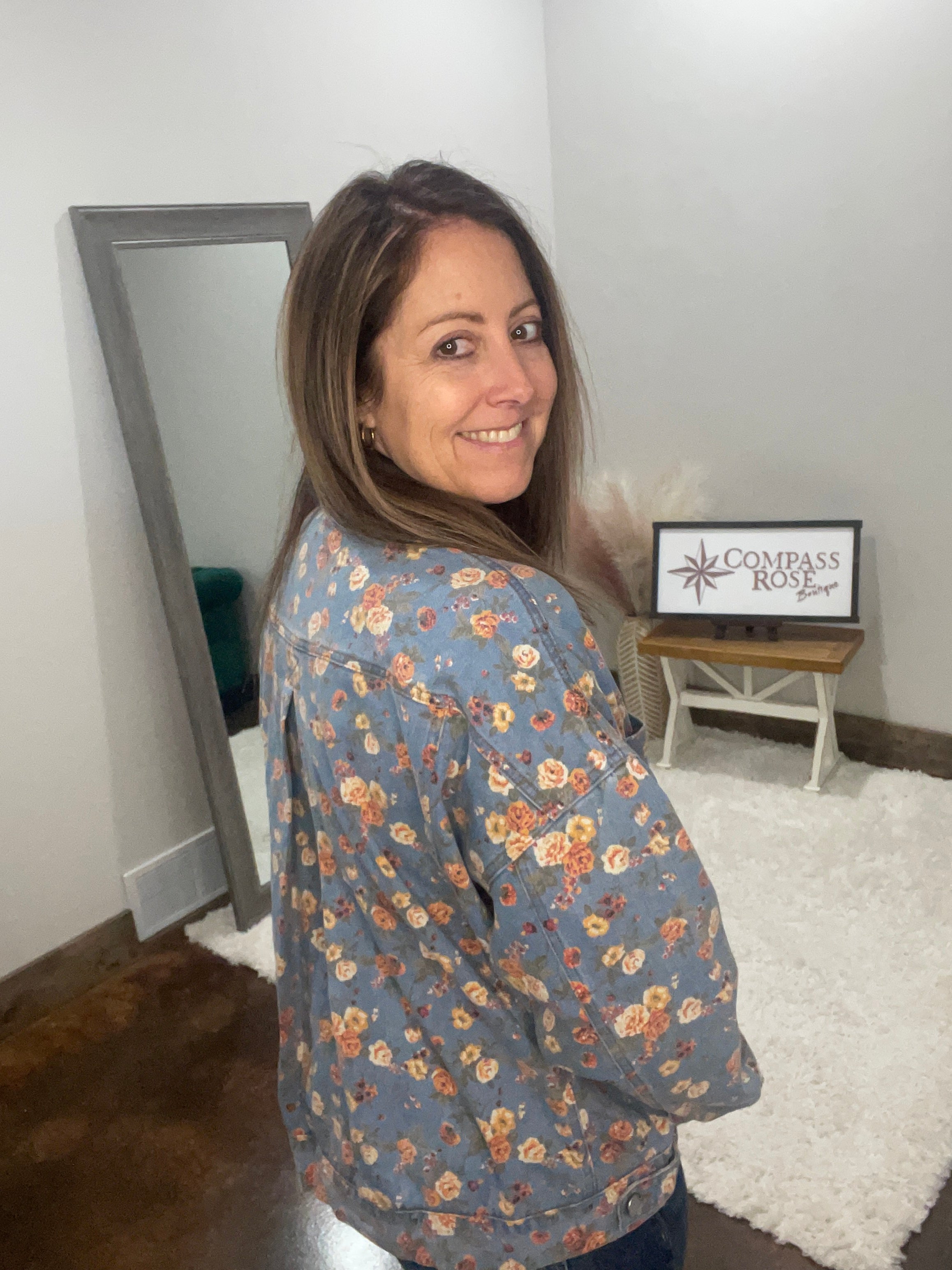 Twill Floral Denim Jacket