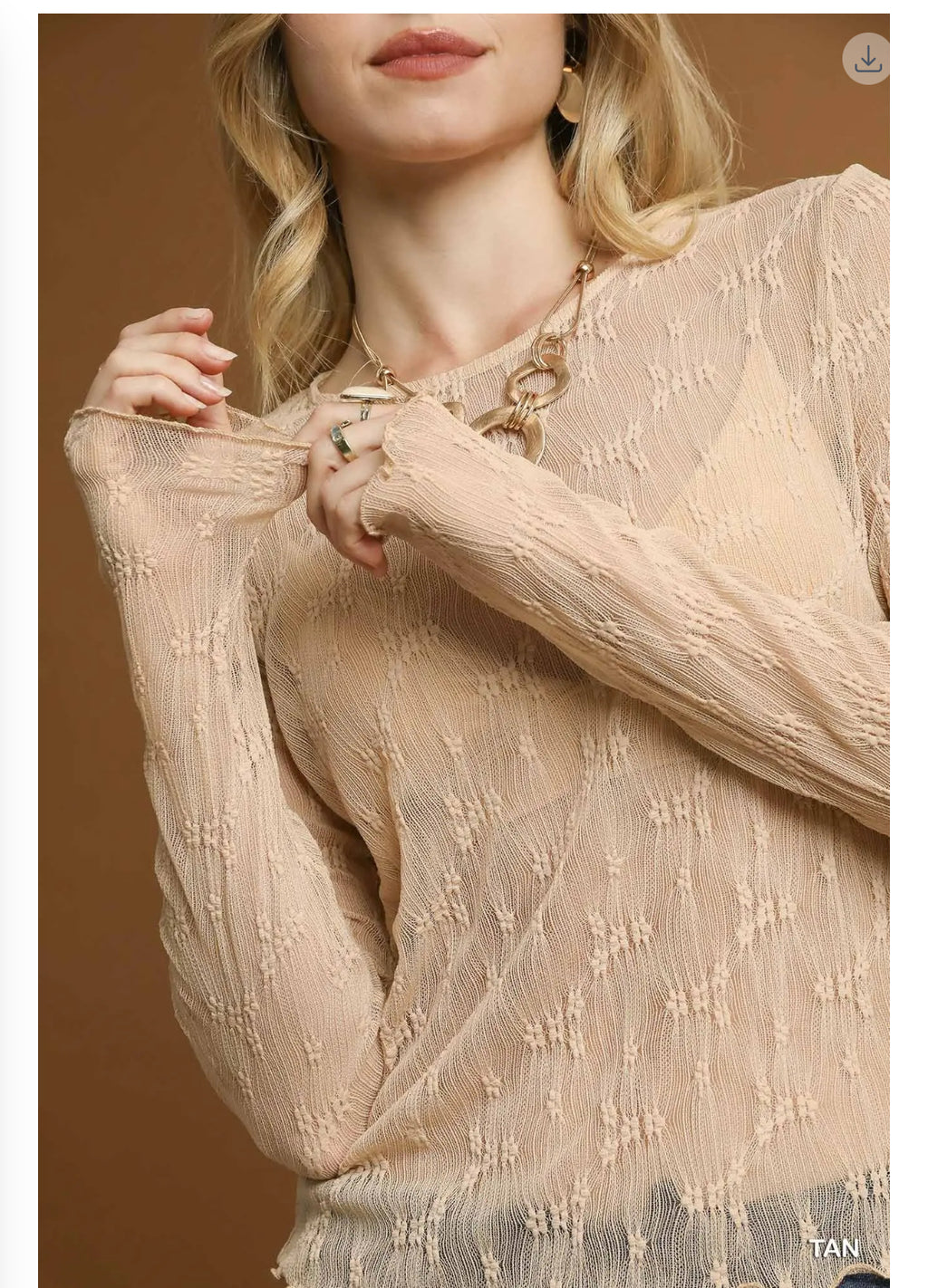 Lace Textured Long Sleeve Top