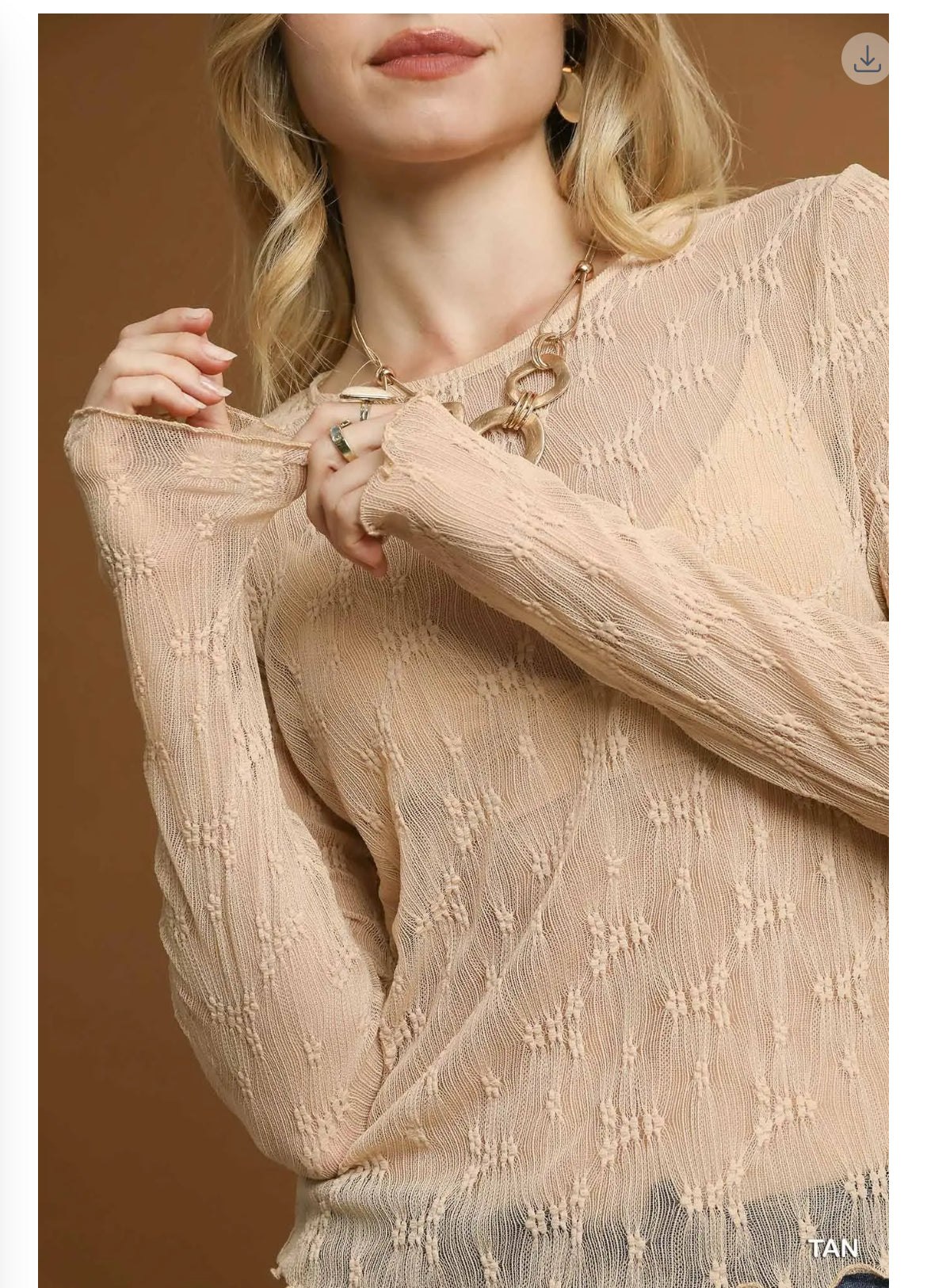 Lace Textured Long Sleeve Top