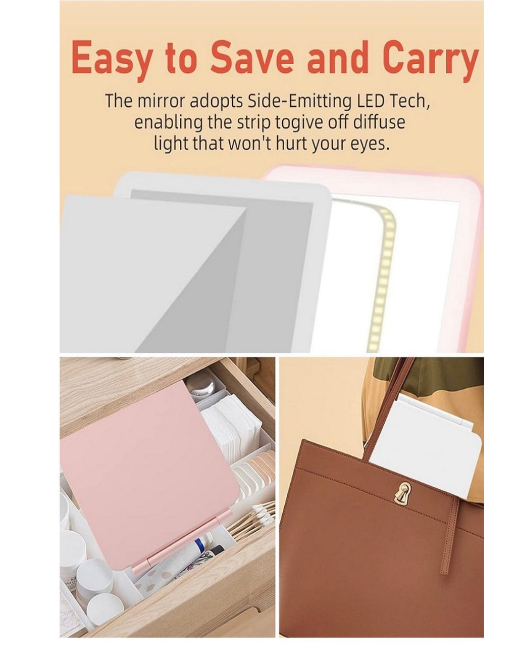 Rechargeable Travel LED Makeup Mirror Tablet