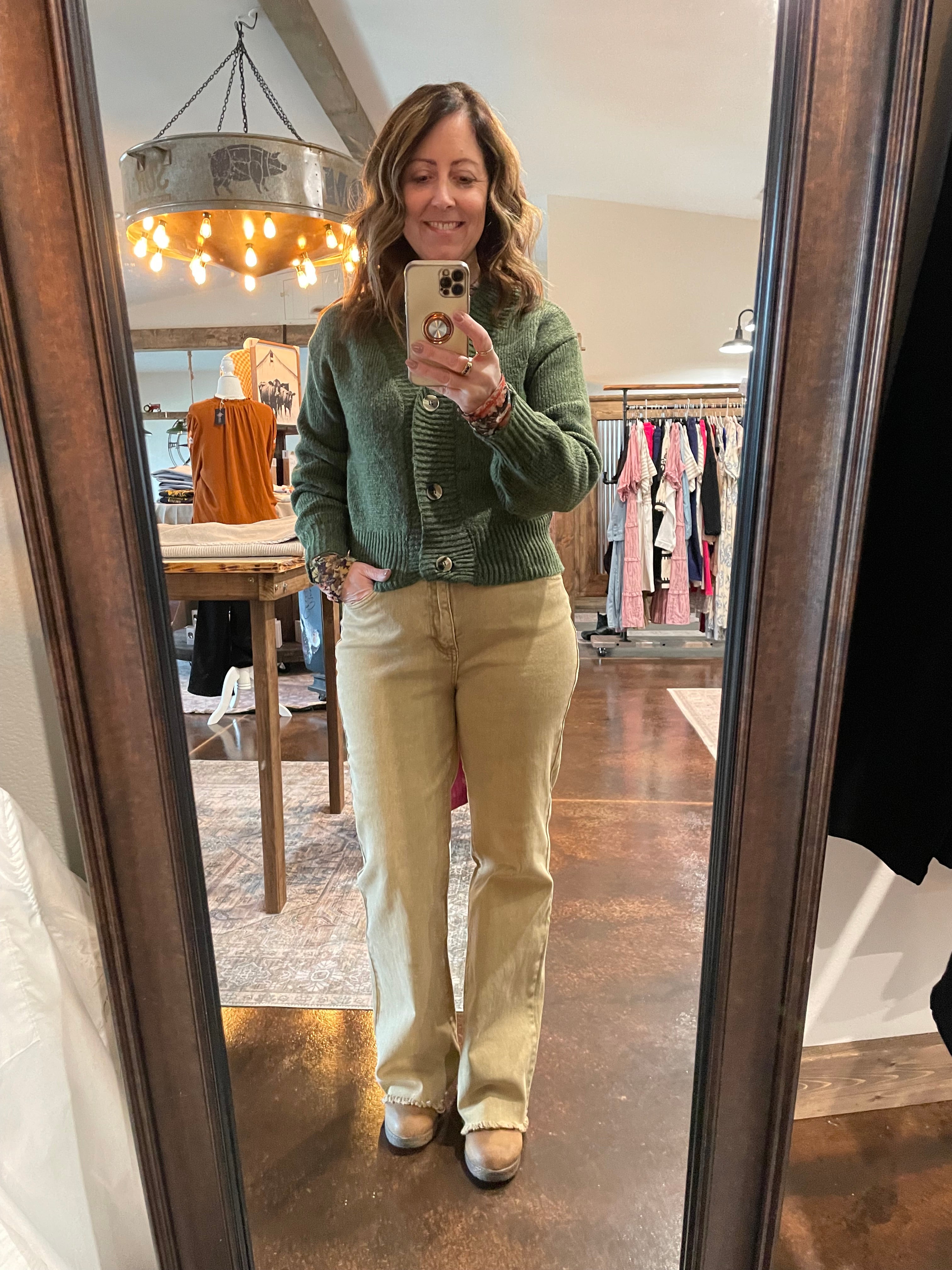 Acid Washed Frayed Hem Straight Wide Pants