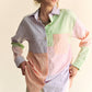 MULTI COLOR PLAID COLOR BLOCK BUTTON FRONT SHIRT