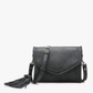 Sloane Flapover Crossbody w/ Whipstitch and Tassel