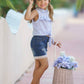 Howdy Country Girl Blue Denim Shorts Set