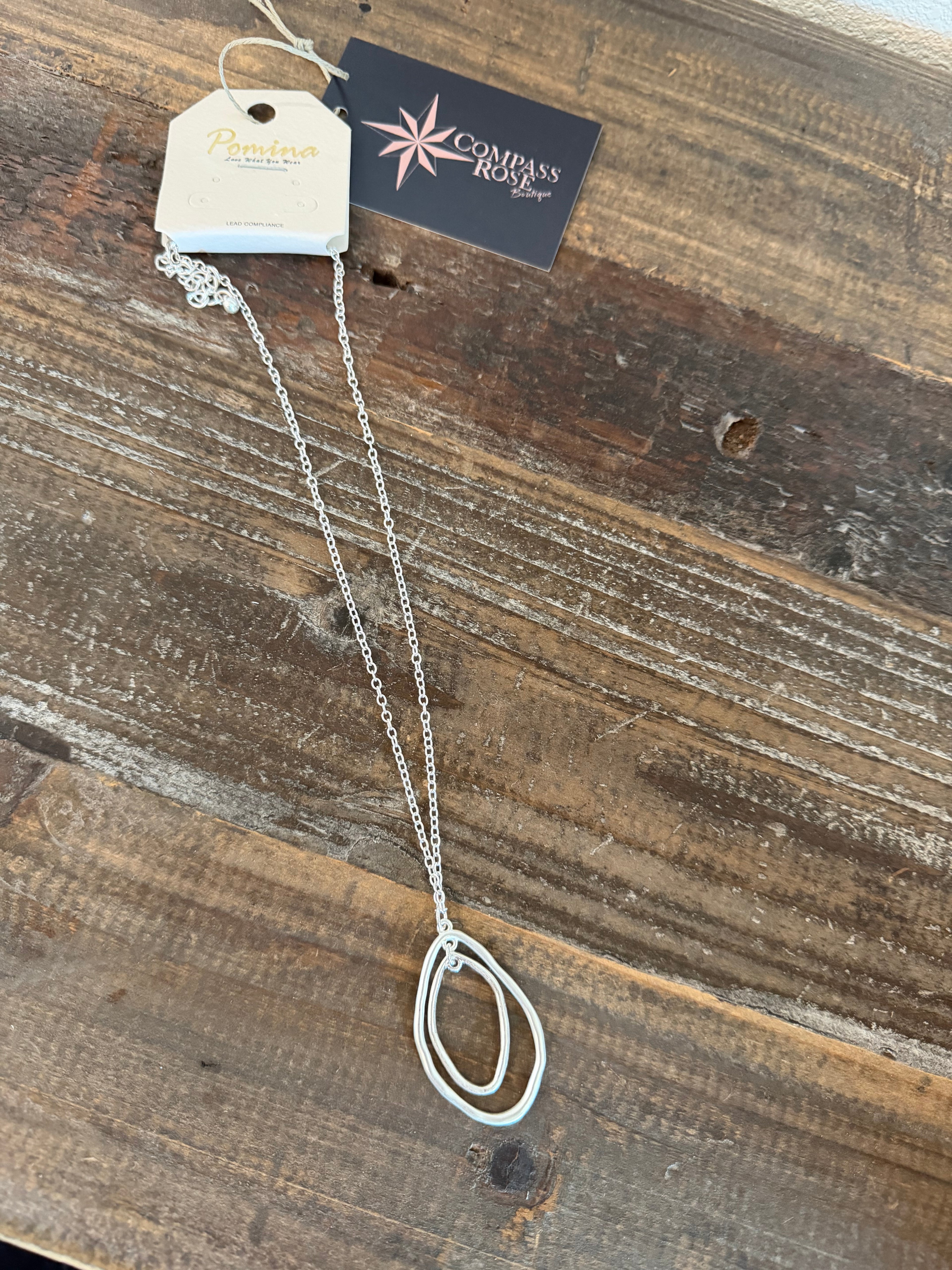 Double Oval Pendant Necklace