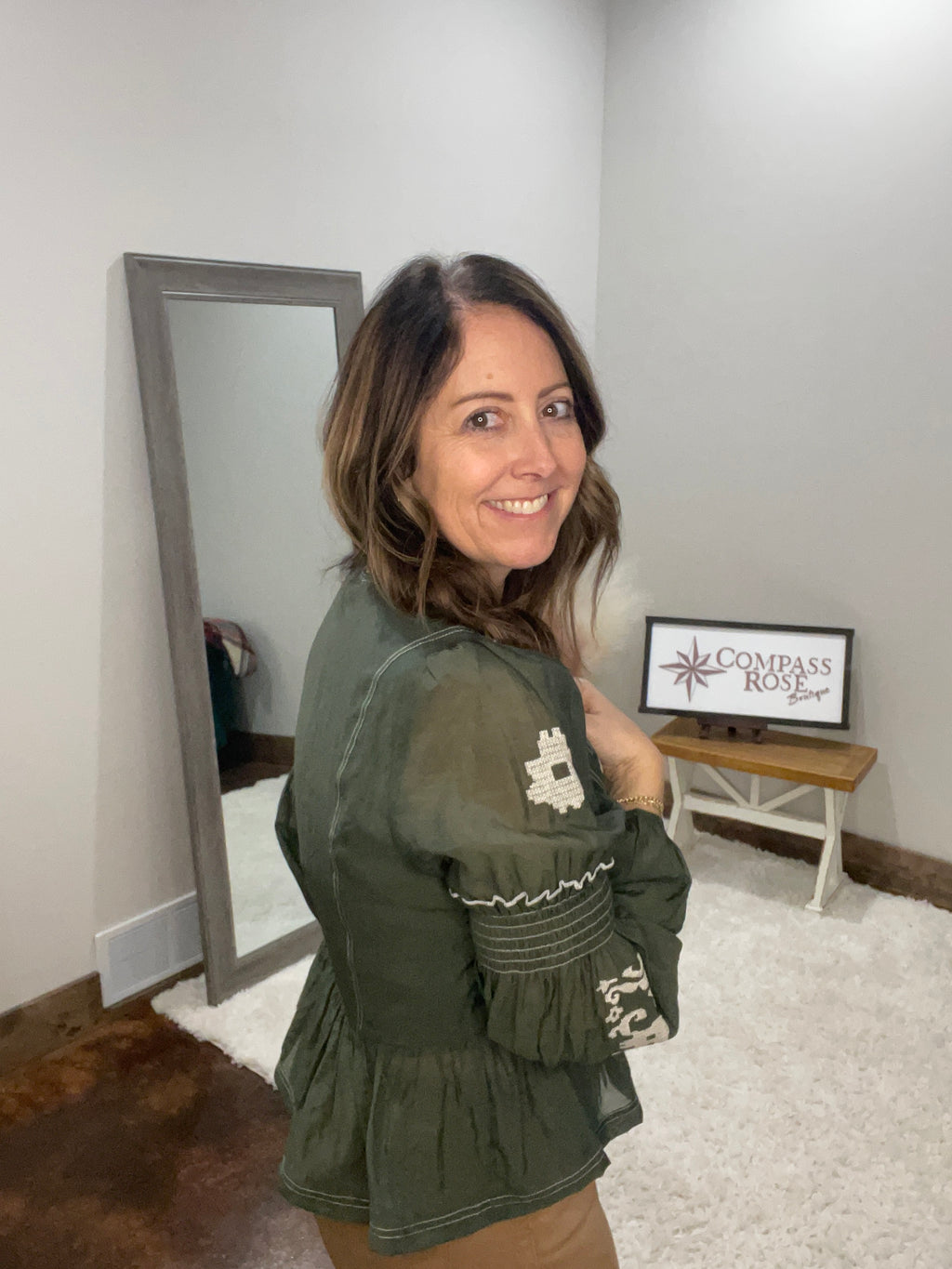 Embroidered Peplum Blouse