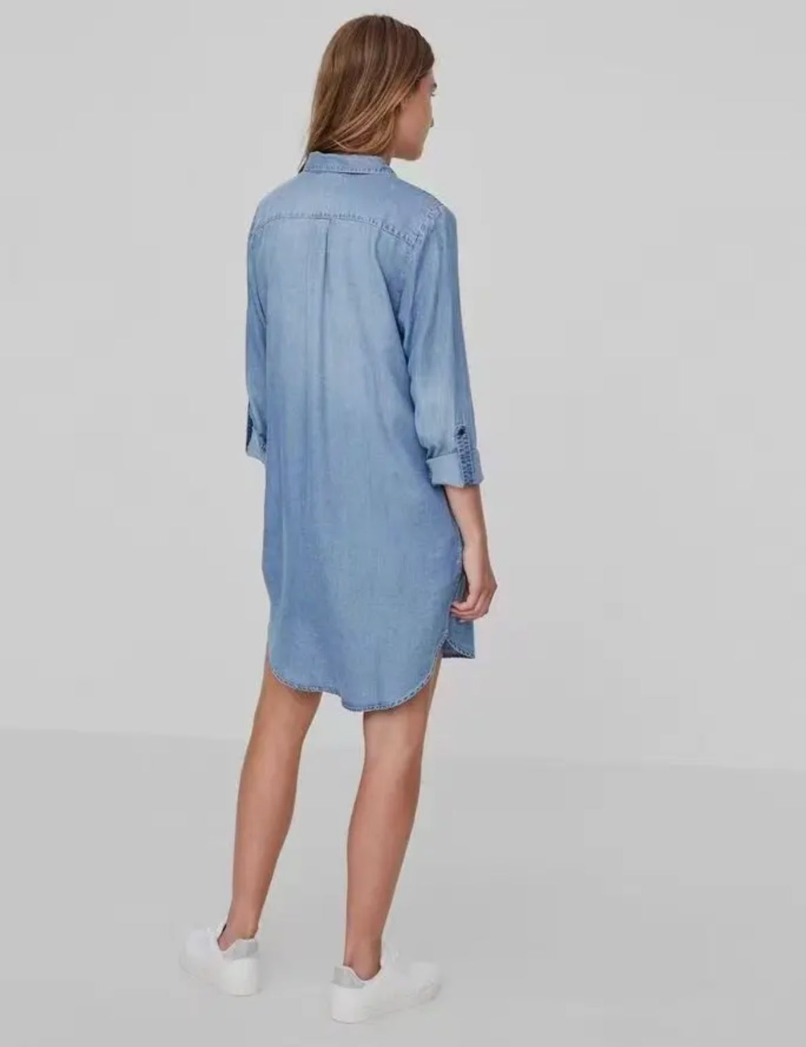 Denim Long Sleeve Pocket Dress