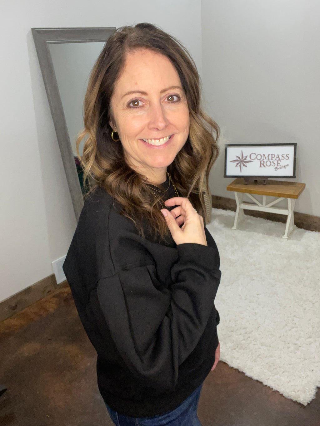 Pleated Sleeve Sweatshirt