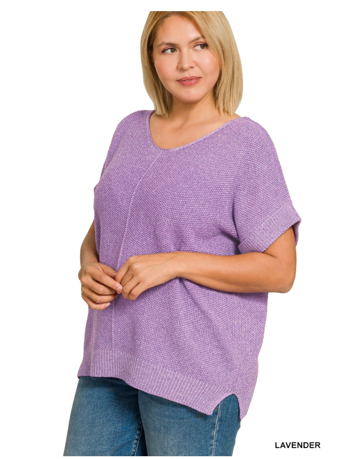 Center Seam Short Sleeve Sweater