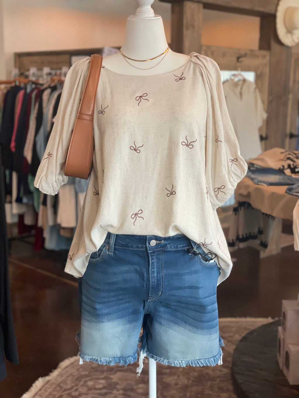 Linen Blend Ribbon Top