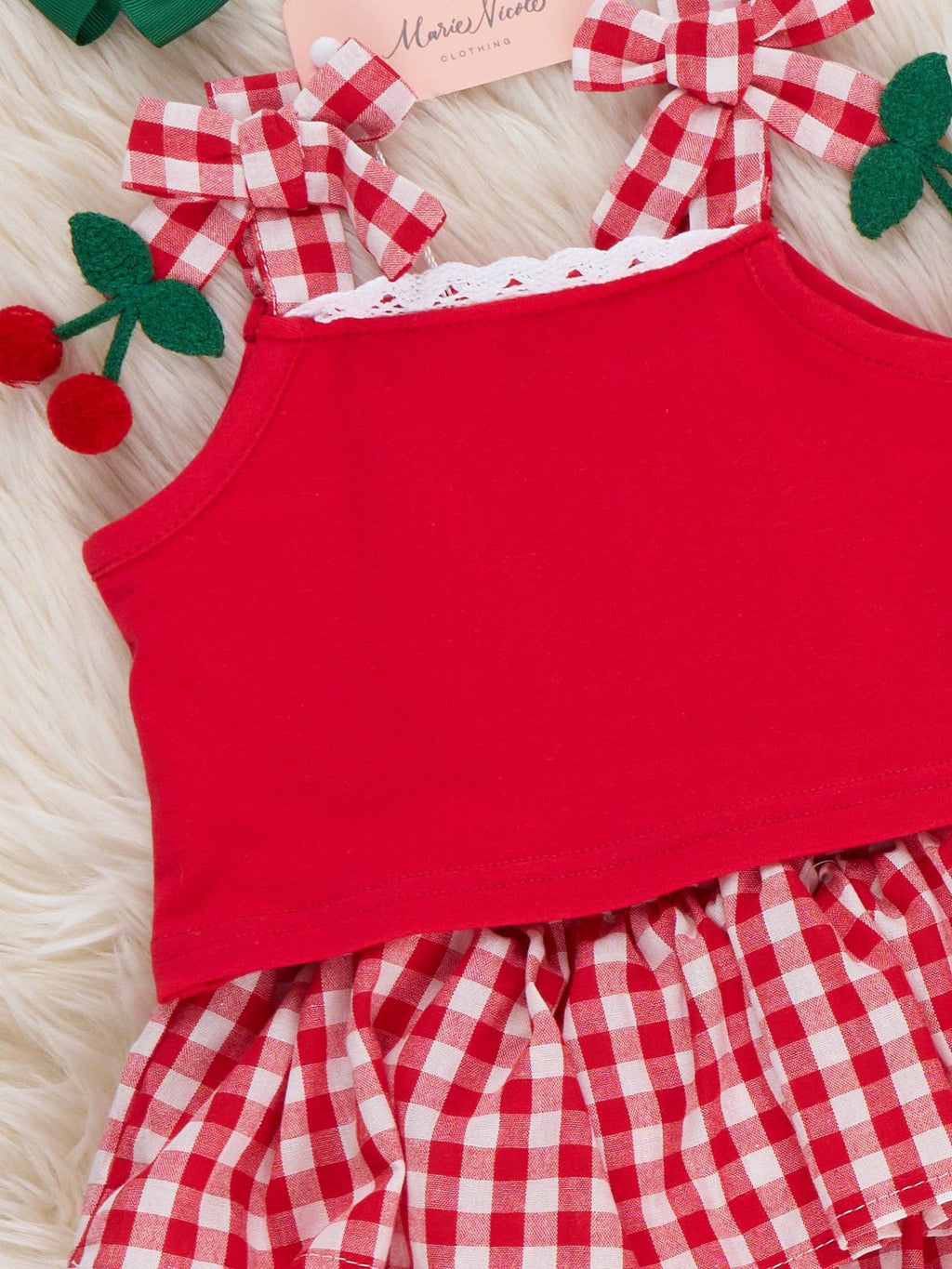 Sweet Cherry Check Bloomers Outfit