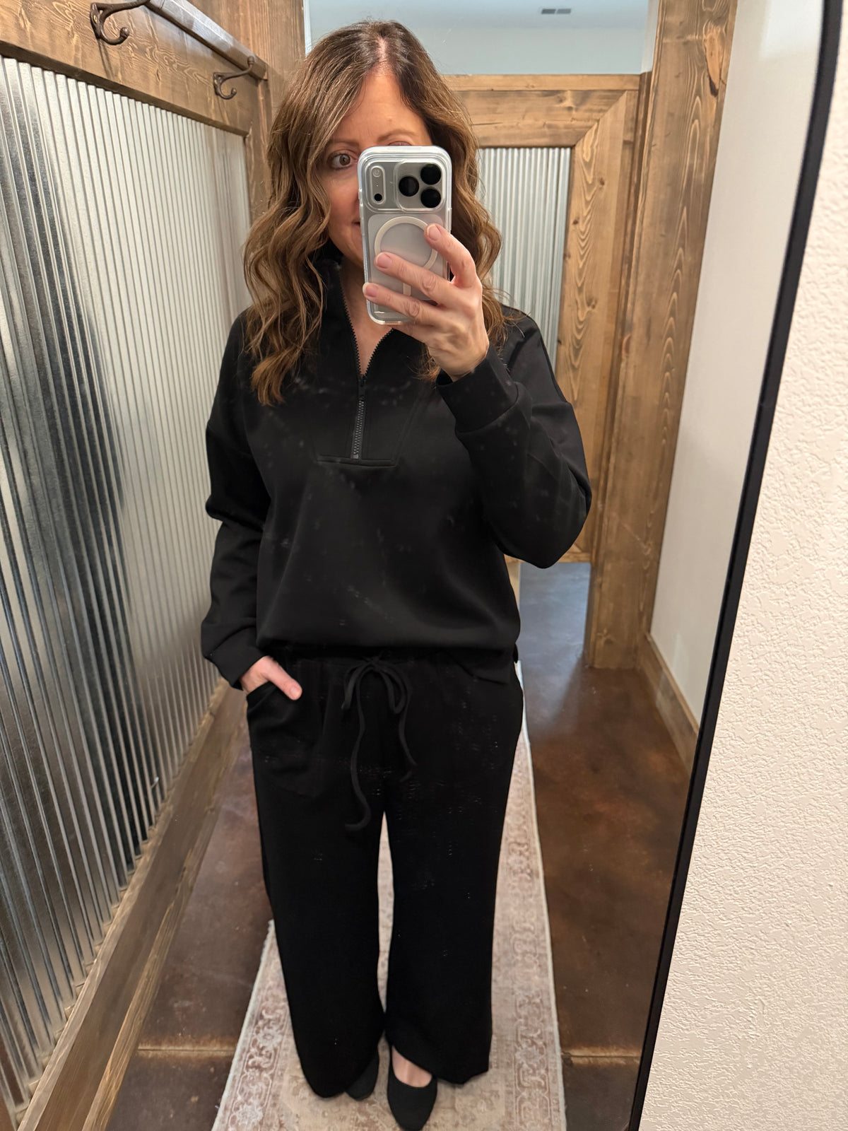 Half Zip Pullover & Wide Leg Pants Set