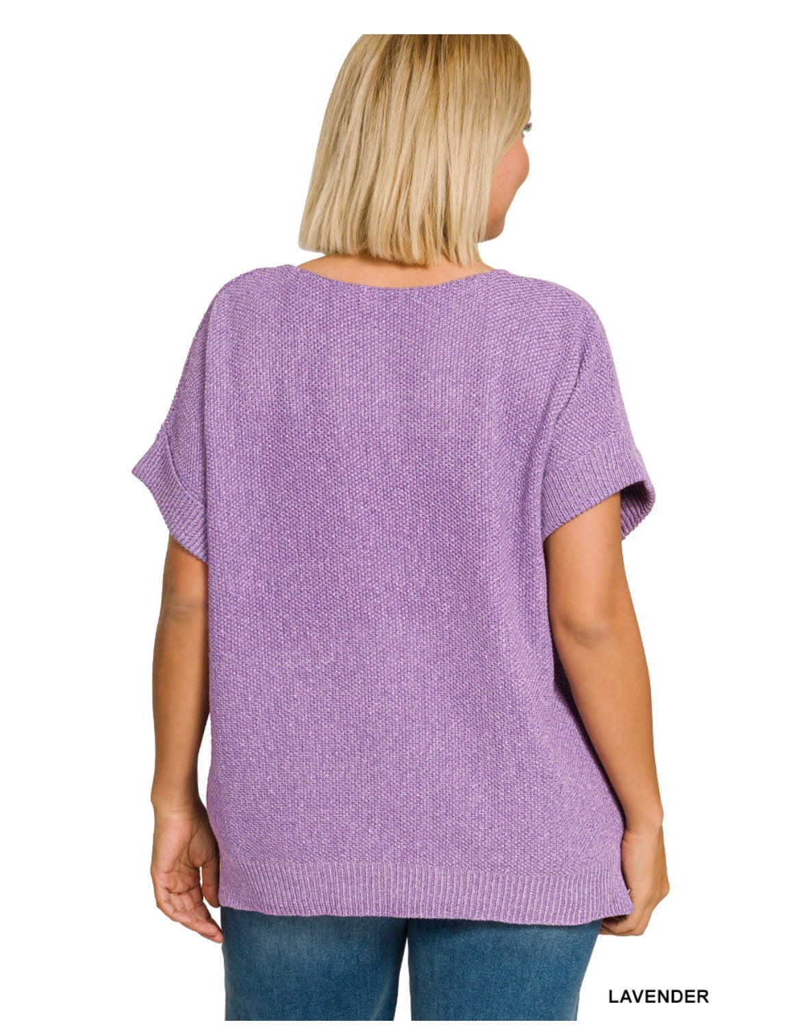 Center Seam Short Sleeve Sweater