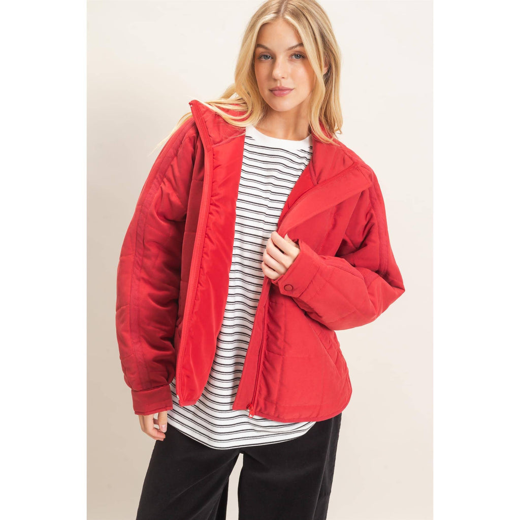 Quilted High Collar Jacket