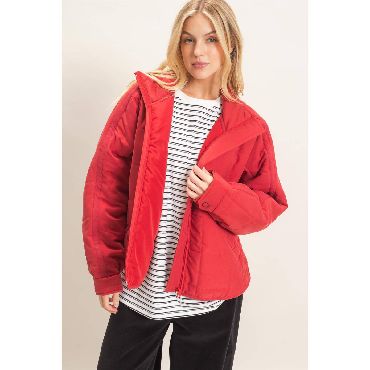 Quilted High Collar Jacket