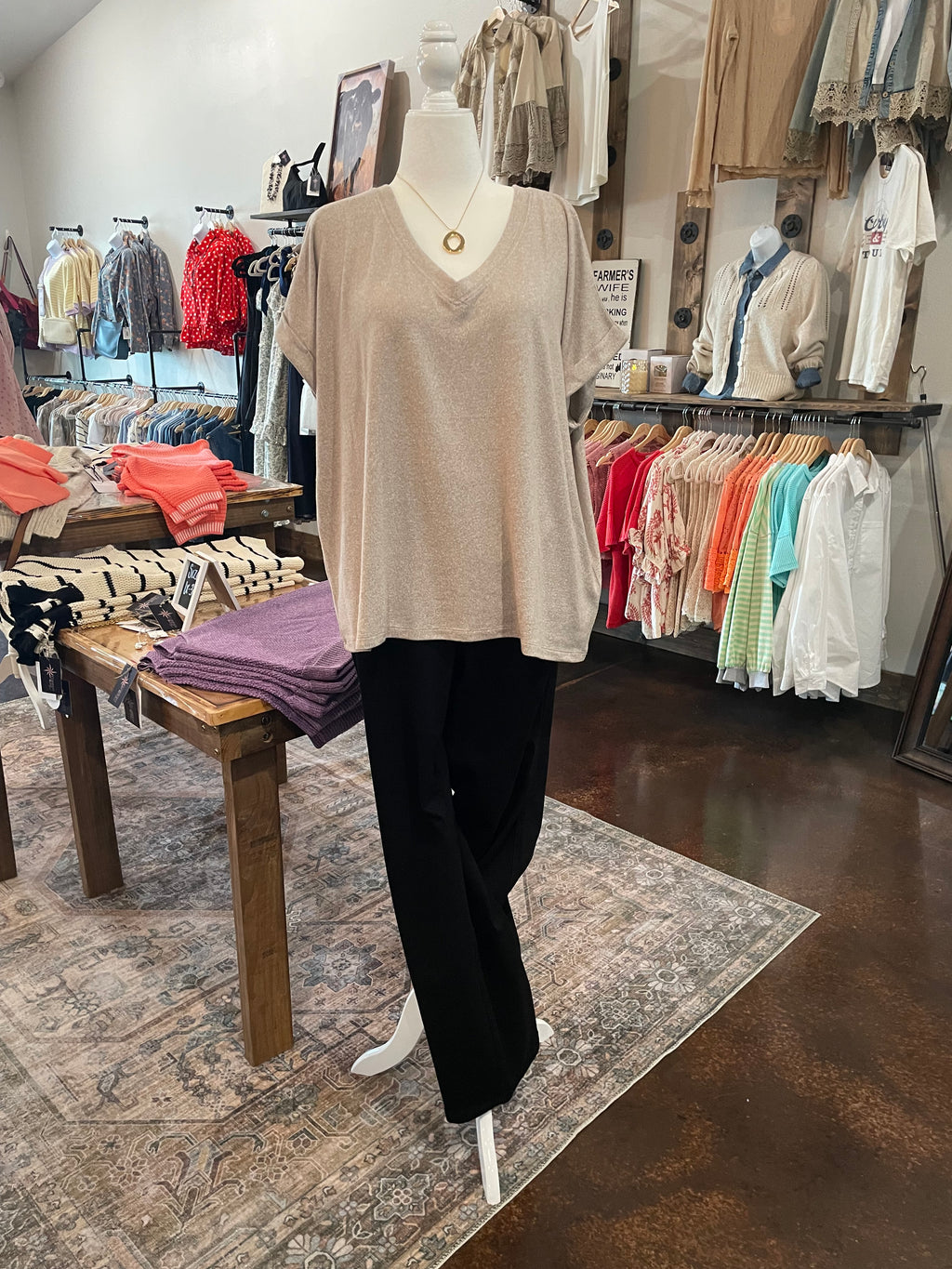 Soft Melange Hacci V-Neck Tee