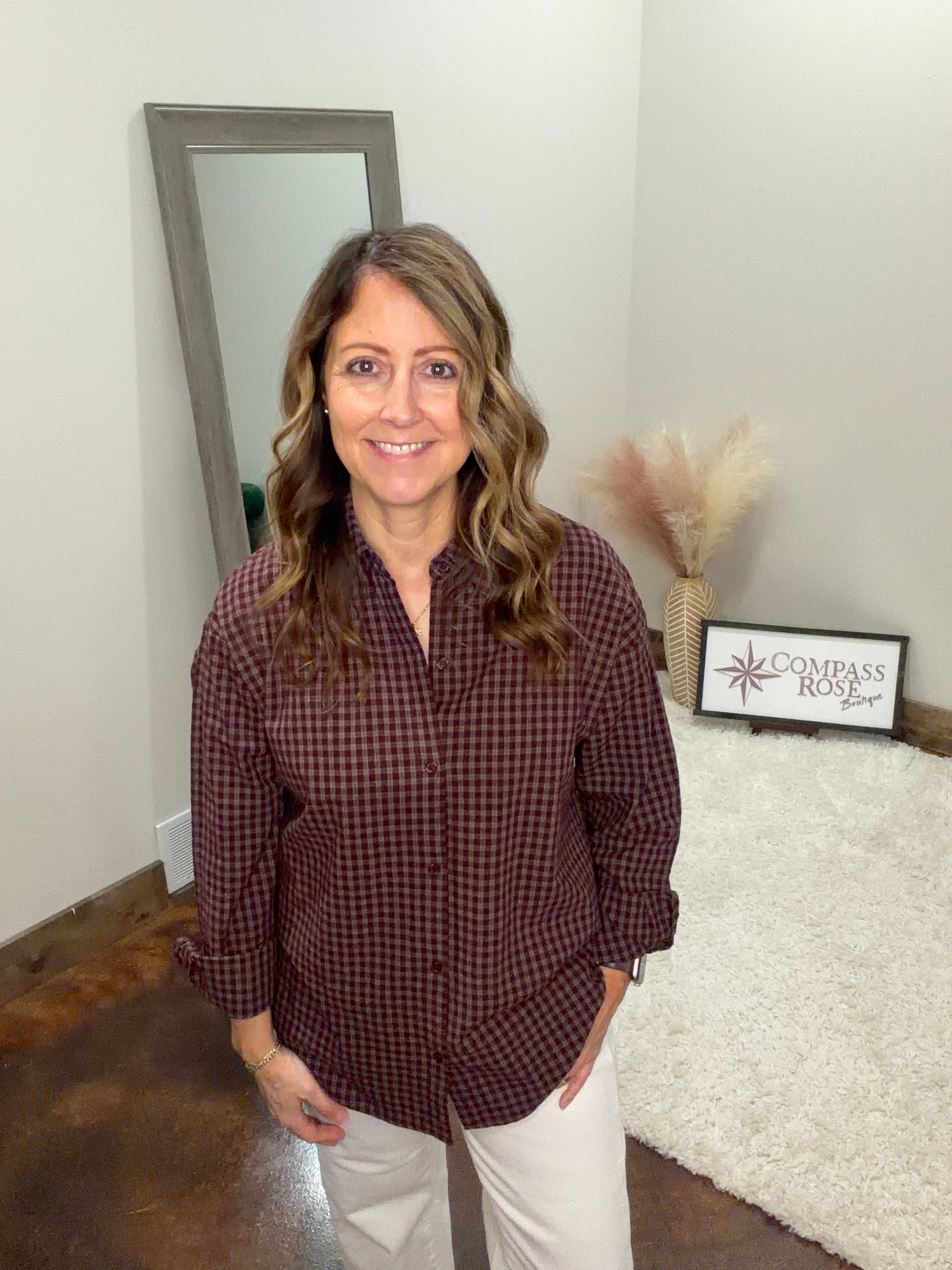 Plaid Button-Up Shirt