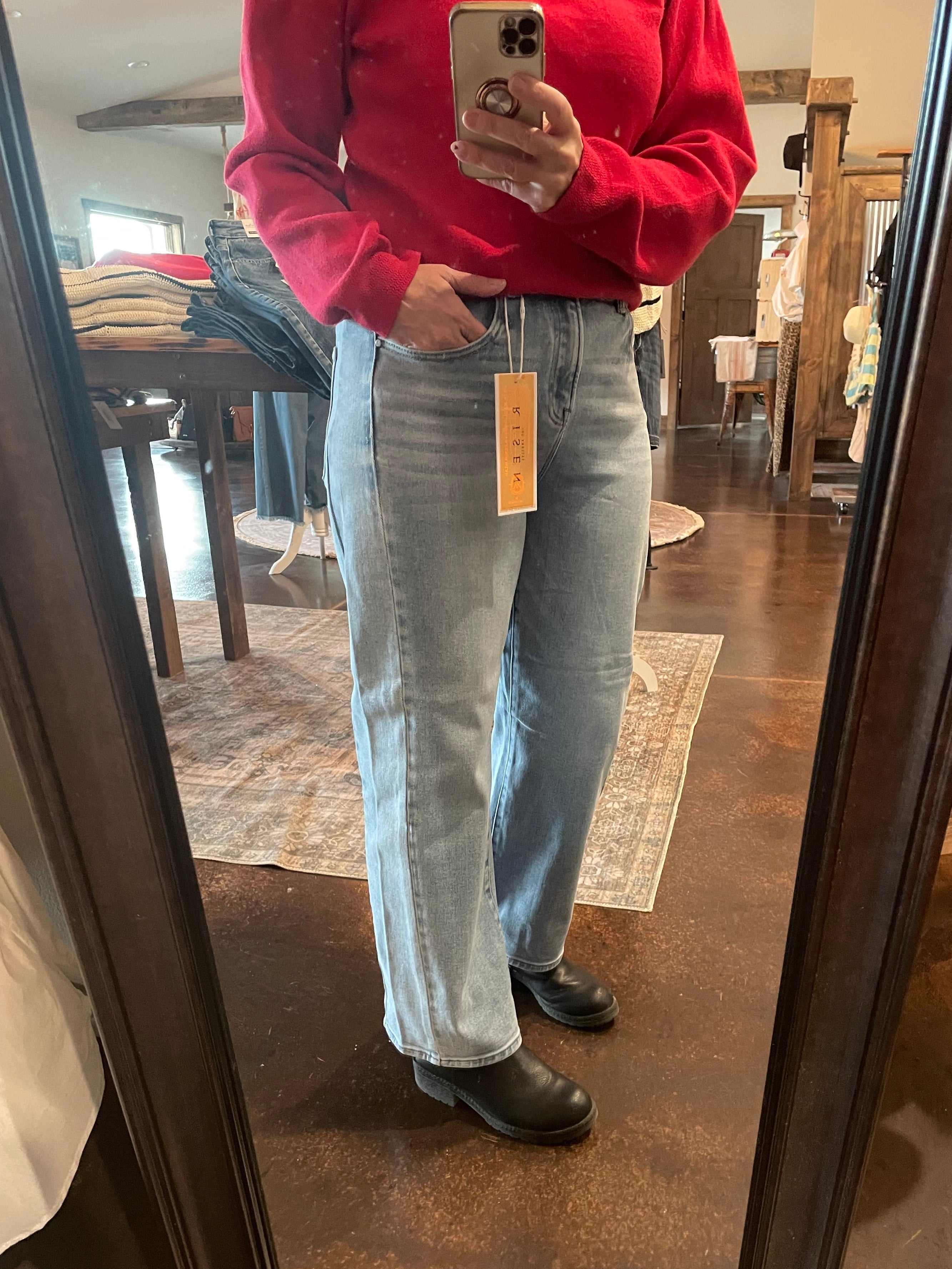 Risen High Rise Crop Length Barrel Jeans