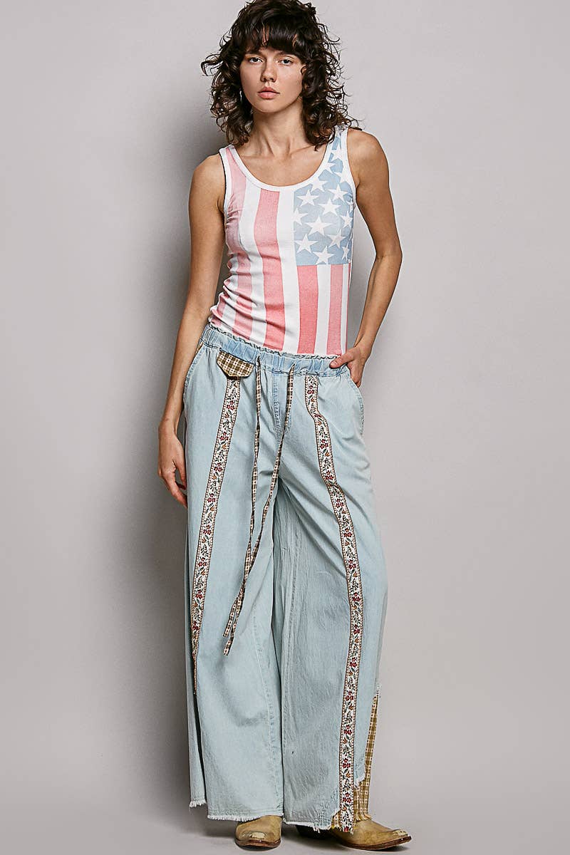 American Flag Vintage Wash Ribbed Tank Top