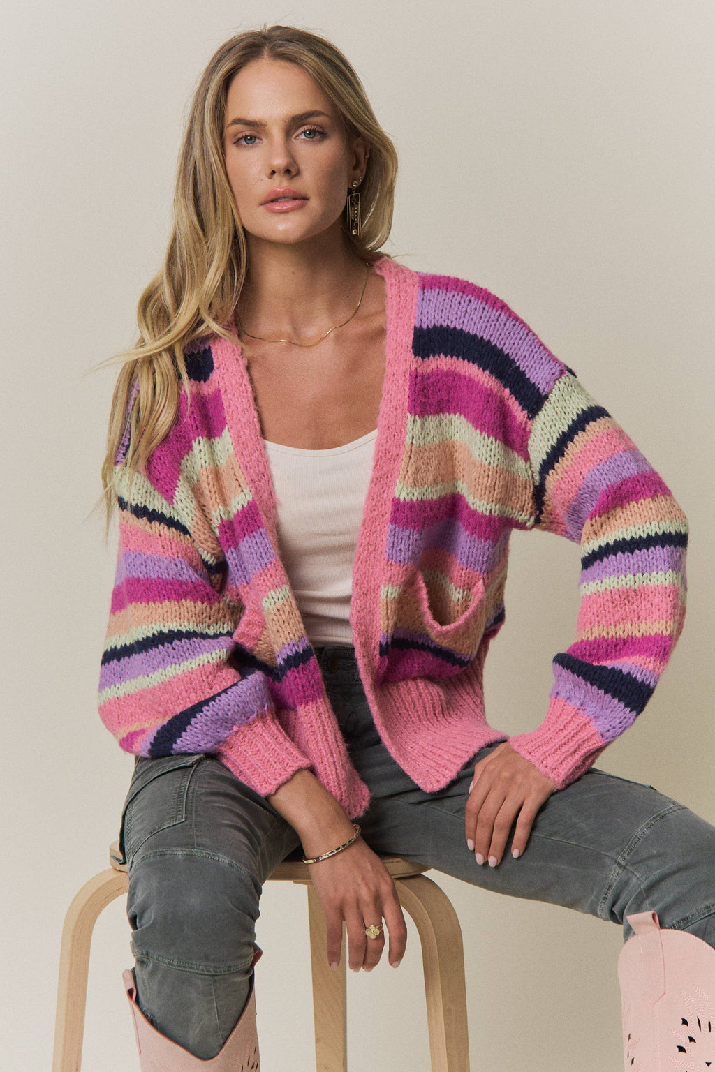 Vibrant Striped Cardigan